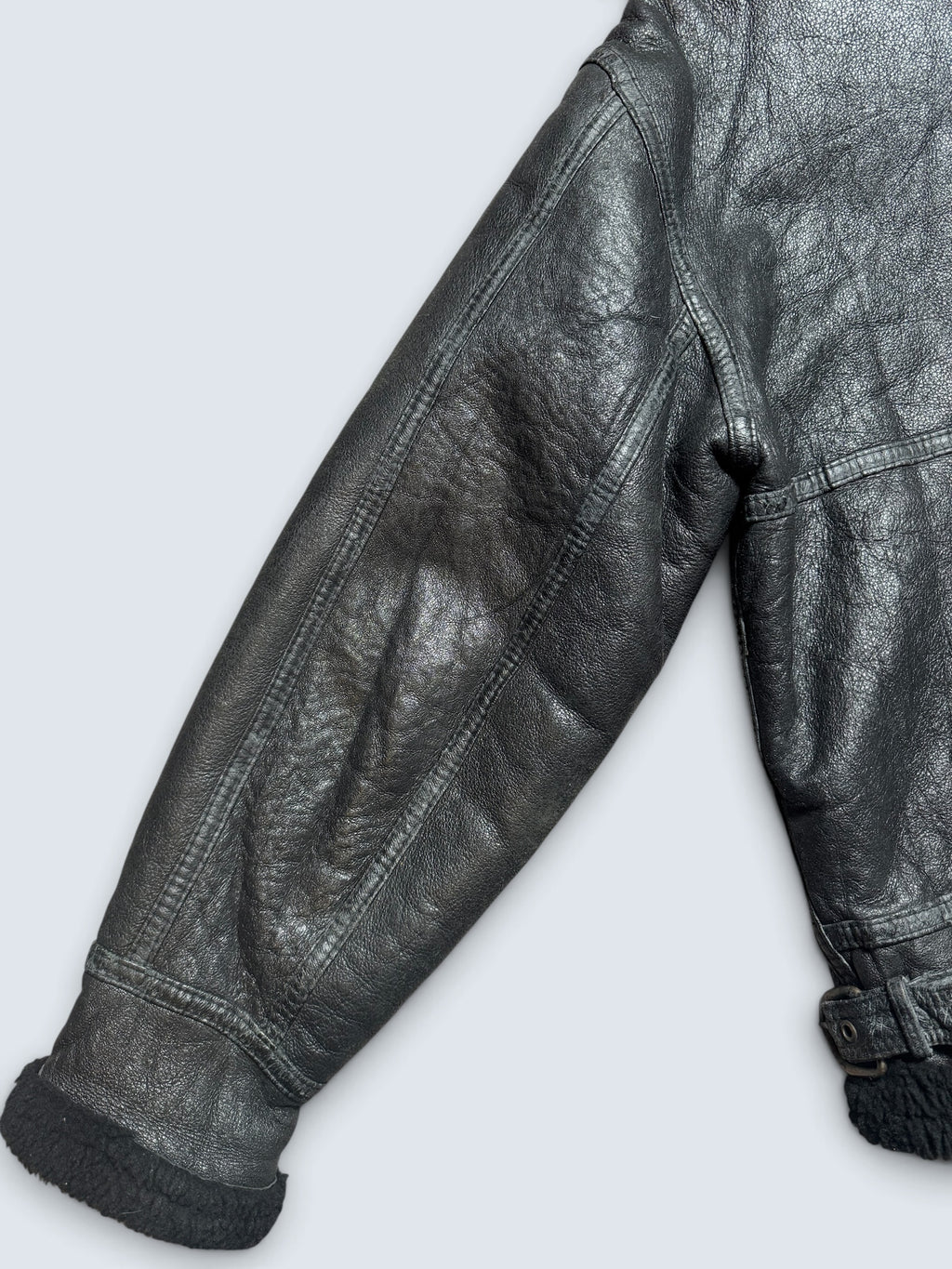 Jacket cuir flight shearling B-3 High Speed Flight Japan usaf black vintage 90’s - L
