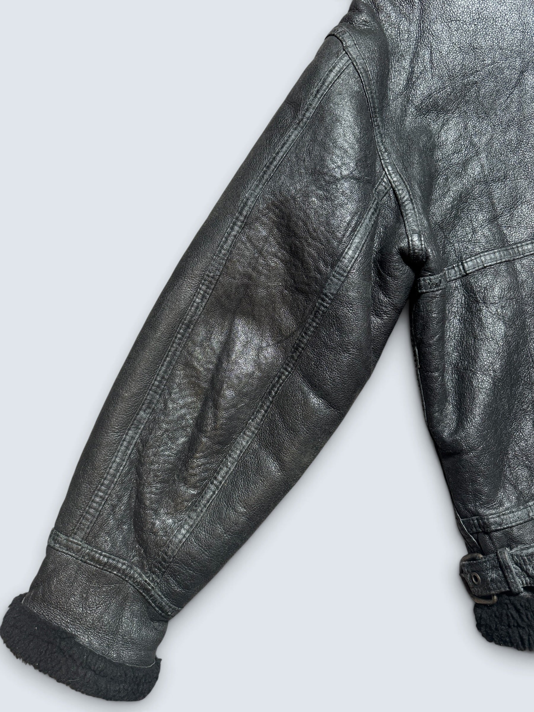 Jacket cuir flight shearling B-3 High Speed Flight Japan usaf black vintage 90’s - L