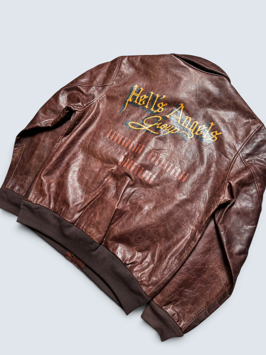 Jacket cuir horsehide flight A-2 Curphey Leather Hell's Angels patch & nose art usaf brown - 42 (L)