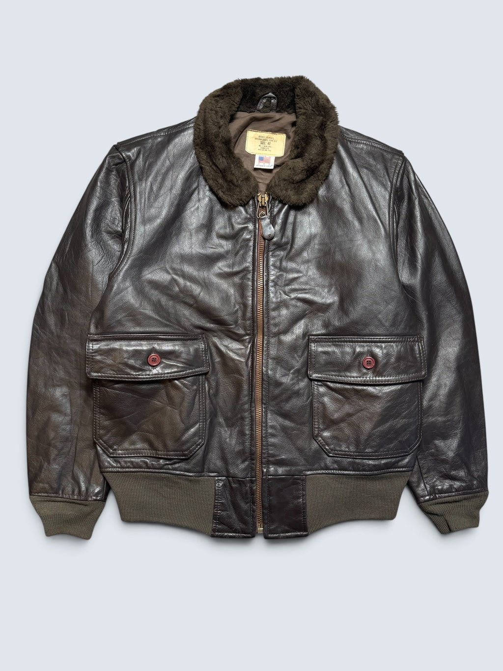 Jacket cuir cowhide flight G-1 Avirex LTD made in USA usn black 70’s - 42 (L)