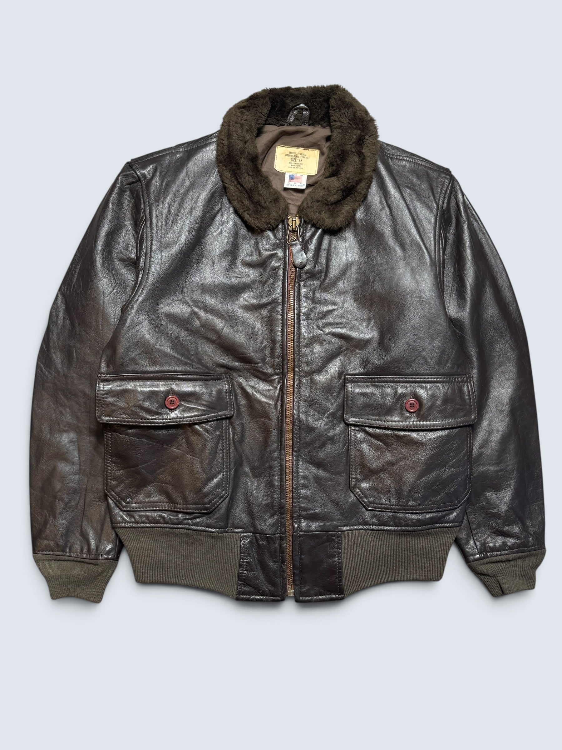 Jacket cuir cowhide flight G-1 Avirex LTD made in USA usn black 70’s - 42 (L)