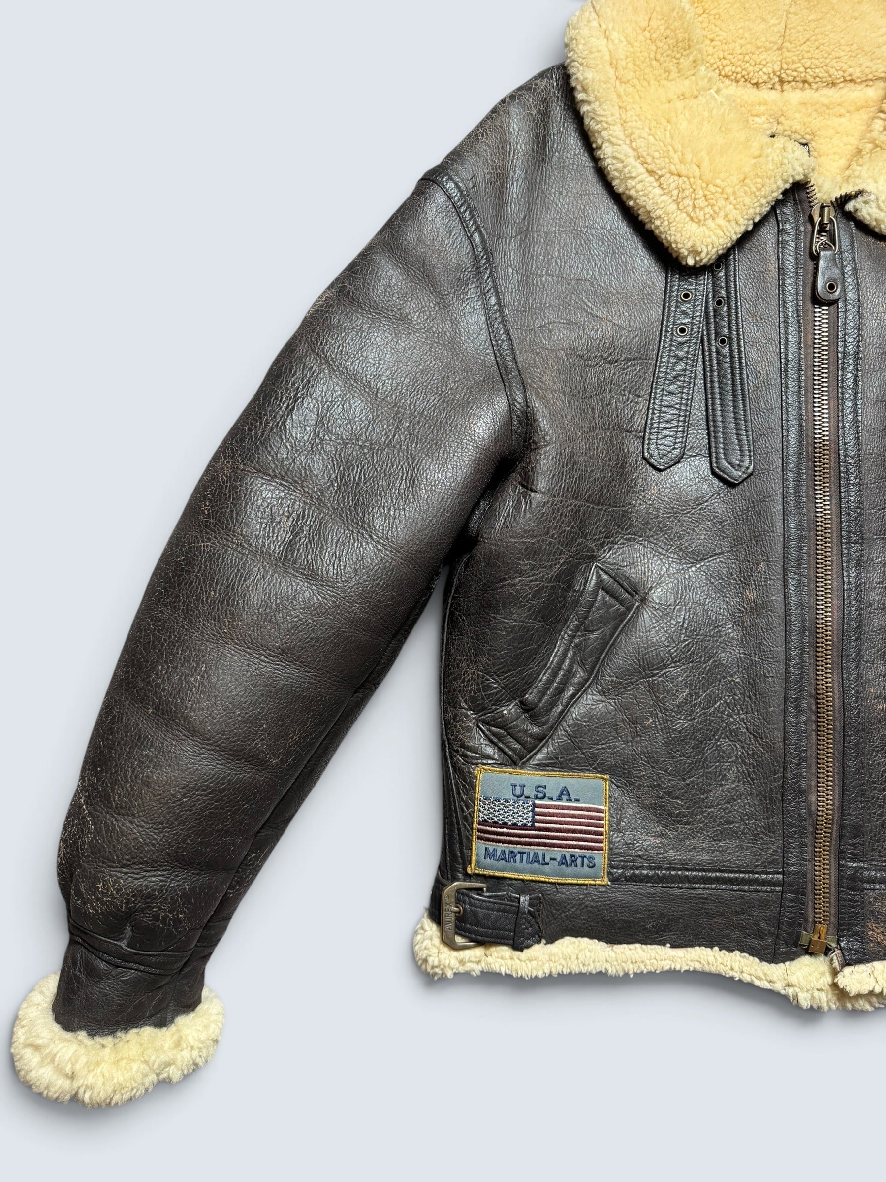 Jacket cuir flight shearling B-3 Avirex made in USA usaf black vintage 80’s - 38 (M/L)