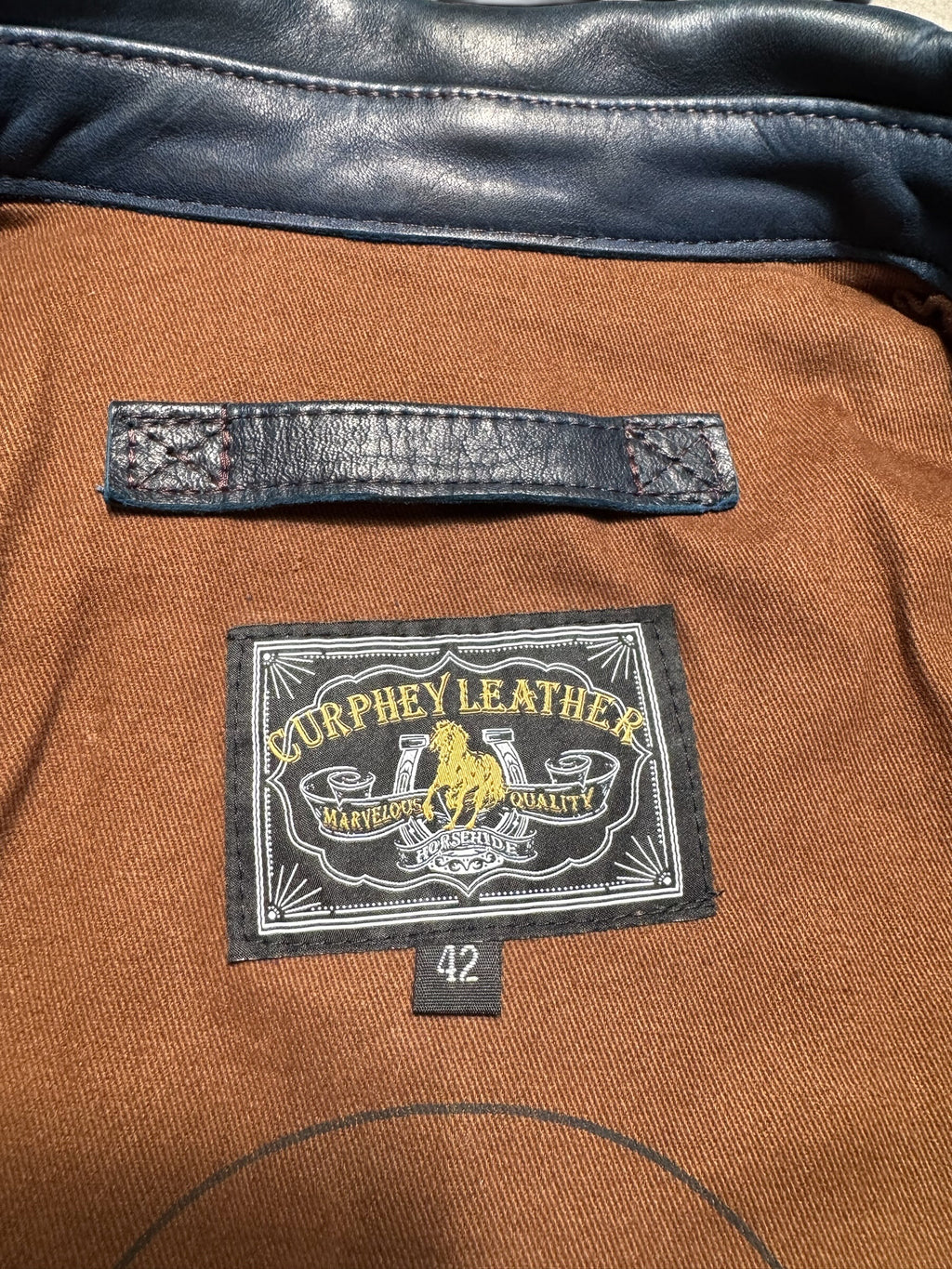 Jacket cuir horsehide bomber flight A-2 Curphey Leather patch & nose art usaf navy - 42 (L)