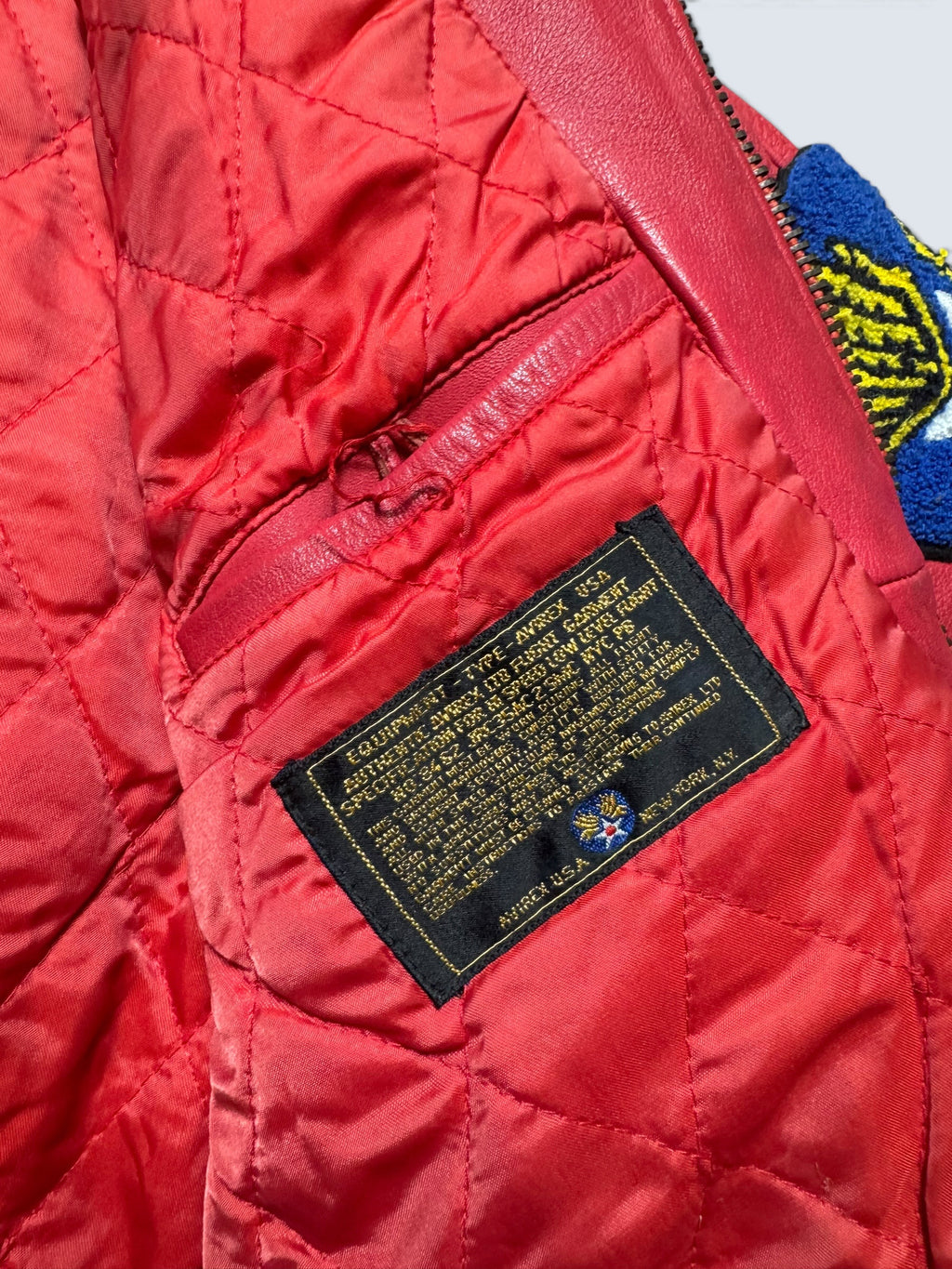 Jacket cuir varsity baseball Avirex ltd made in USA track field red vintage 80/90’s - M