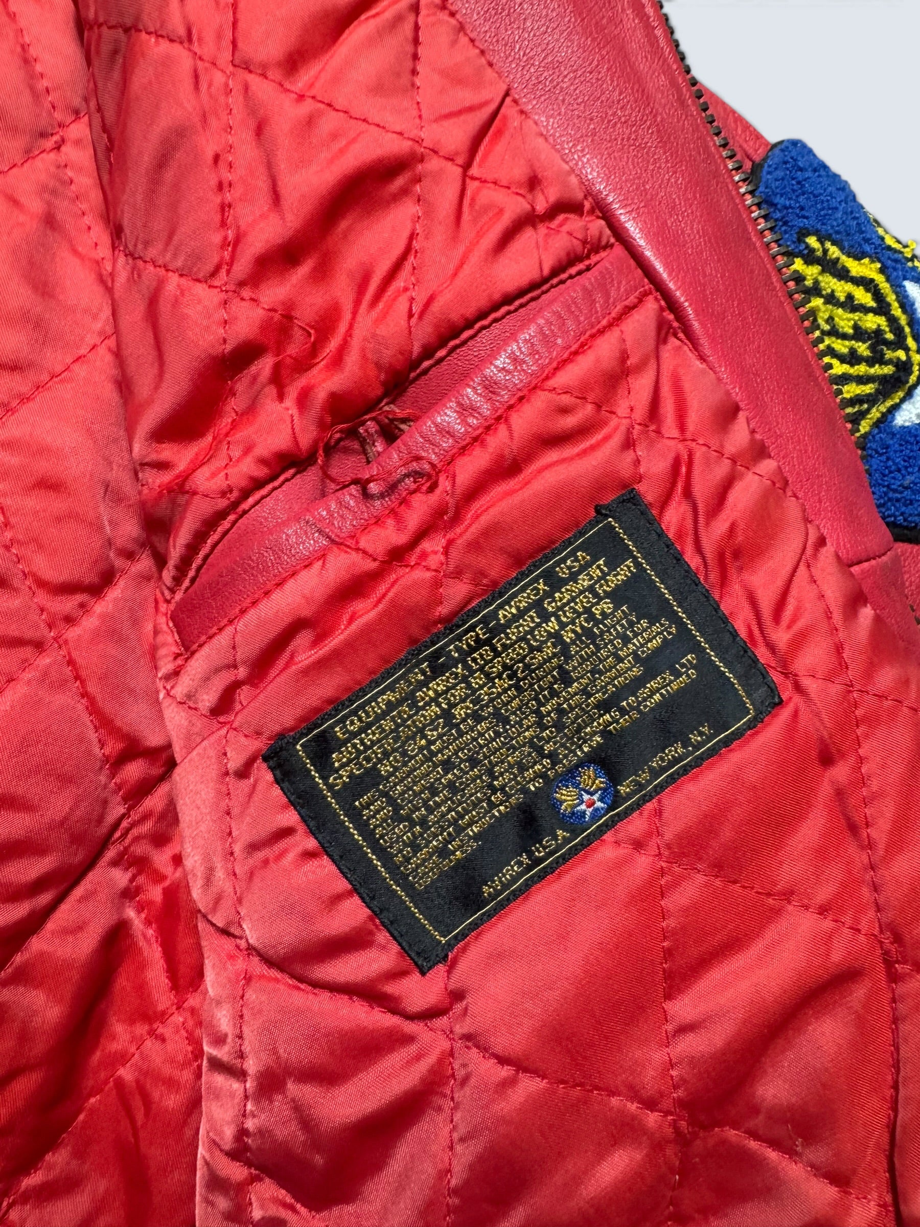 Jacket cuir varsity baseball Avirex ltd made in USA track field red vintage 80/90’s - M