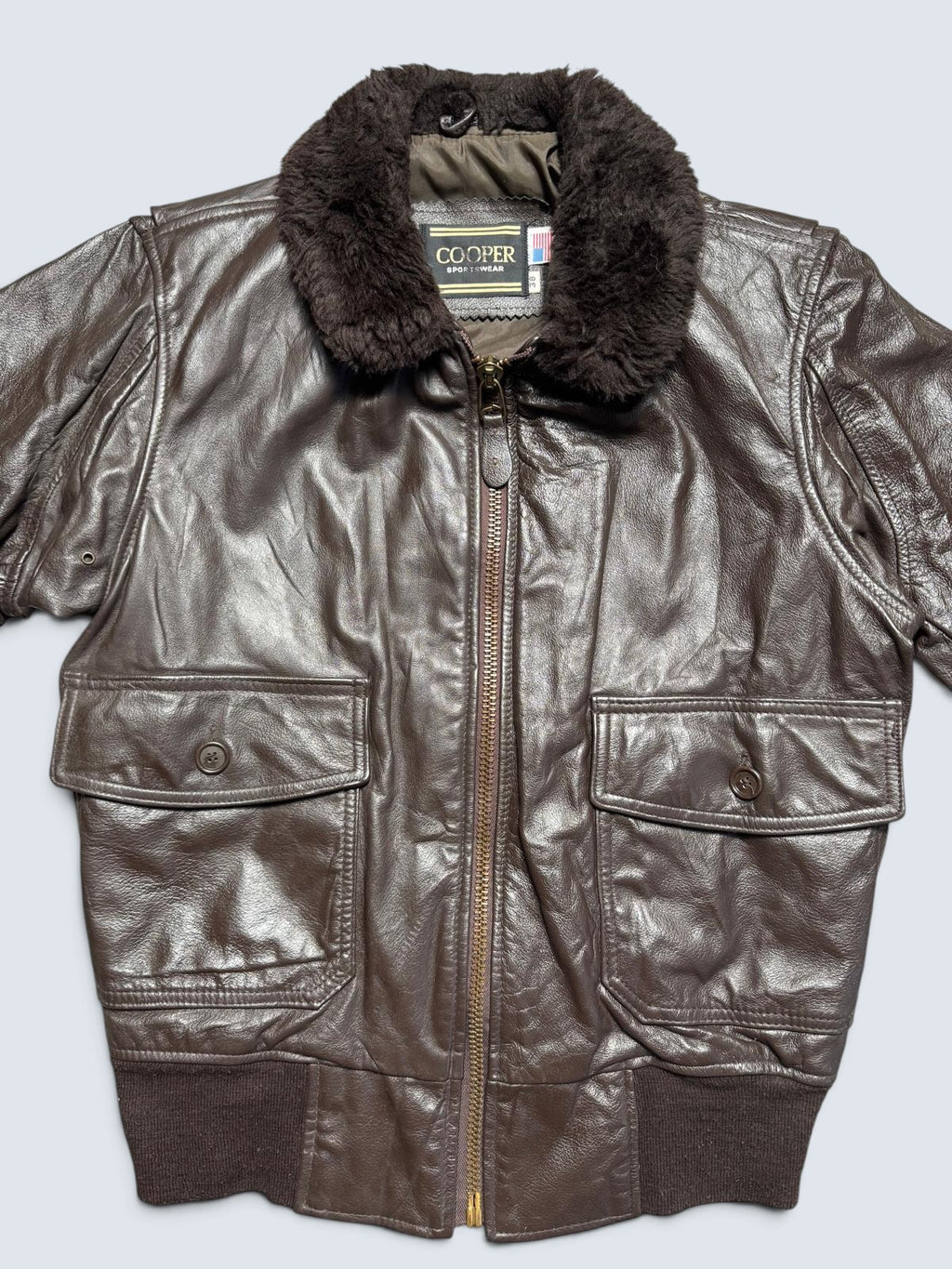 Jacket cuir cowhide flight G-1 Cooper made in USA usn black 80’s - 38 (M)