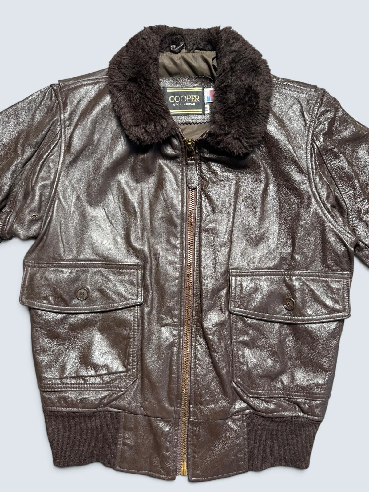 Jacket cuir cowhide flight G-1 Cooper made in USA usn black 80’s - 38 (M)
