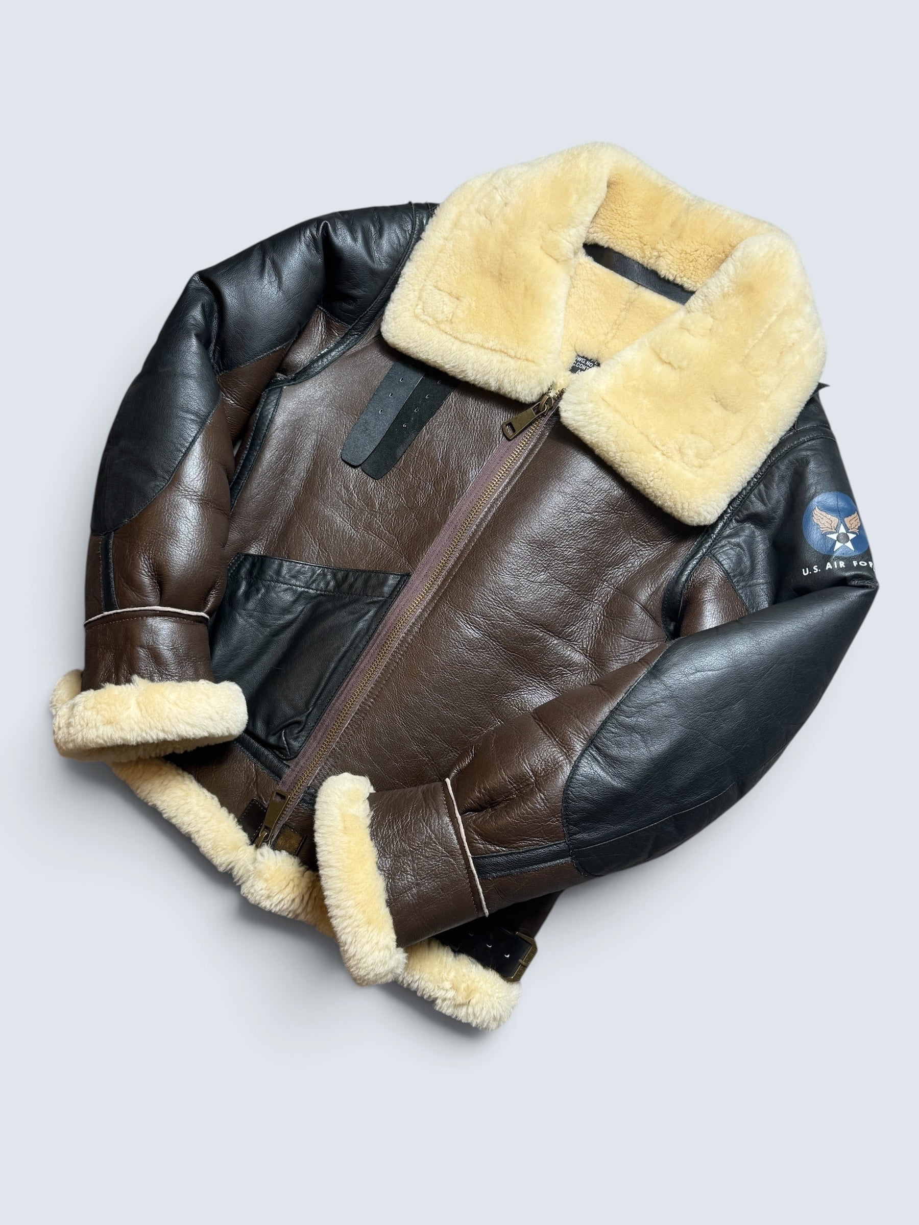 Jacket cuir bomber flight shearling B-3 Patton B-24D Liberator Pie Colour usaf brown - 38 (M)