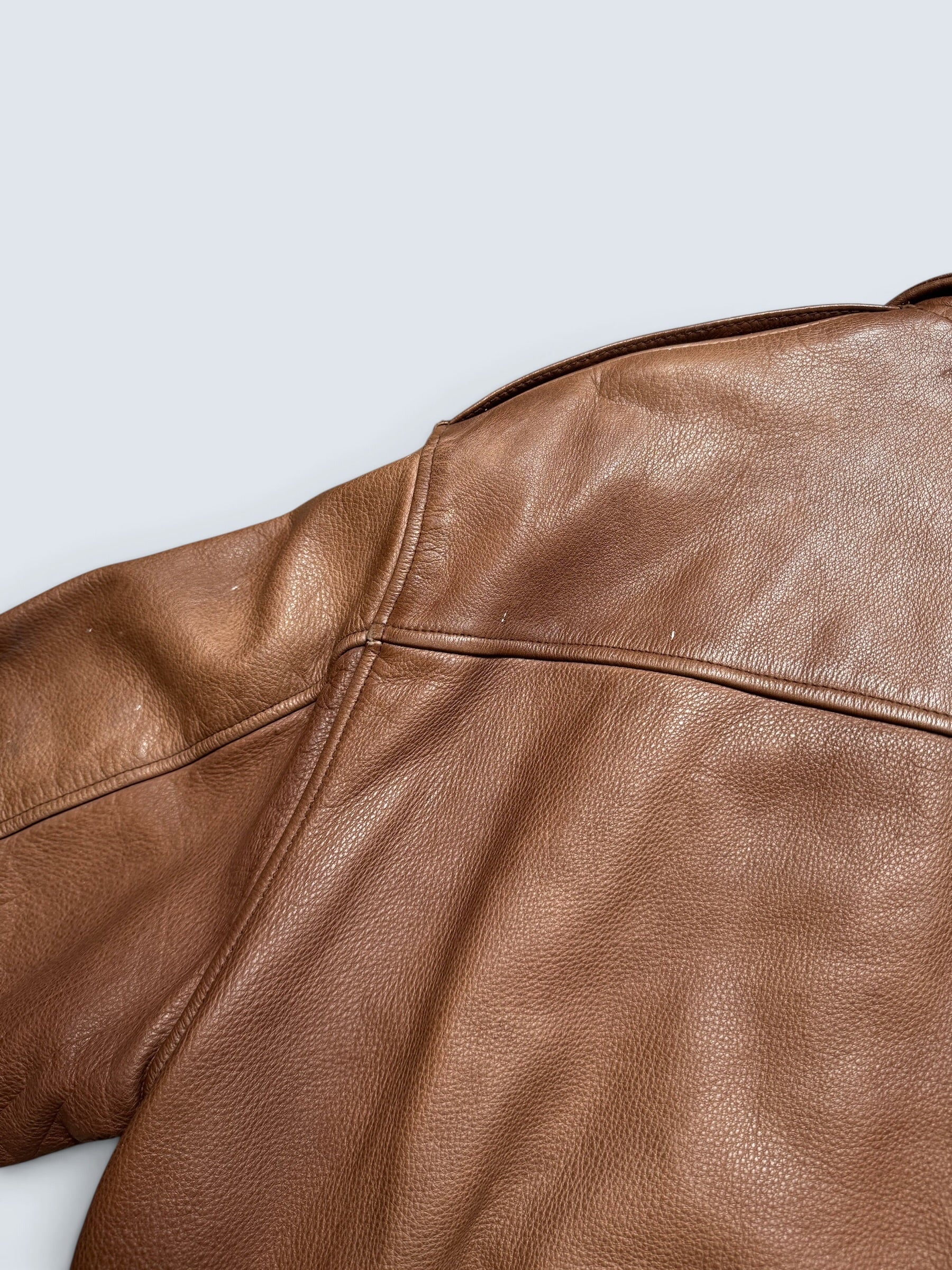 Jacket cuir cowhide flight bomber G-2 Chevignon Flying wear brown 80’s - L
