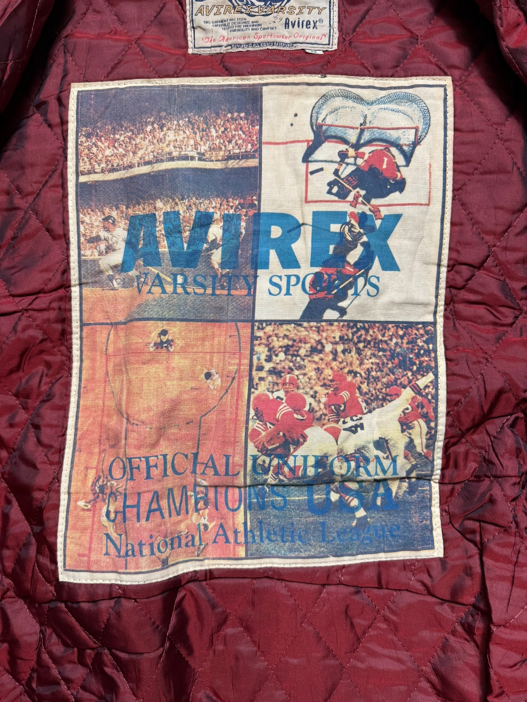 Jacket cuir varsity baseball sport Avirex ltd usa beige vintage 90’s - L
