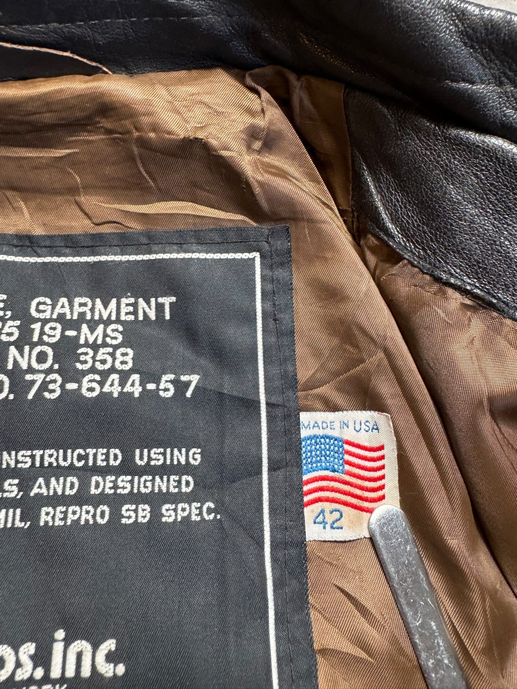 Jacket cuir flight A-2 Schott usa usaf Shoo Shoo Baby nose art patch black 80’s - 42 (M/L)
