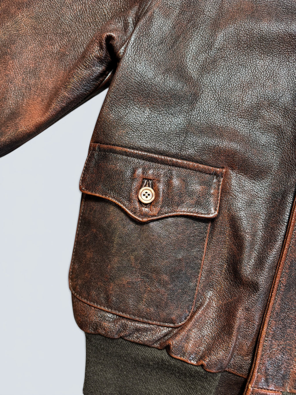 Jacket cuir cowhide flight A-2 Avirex Fielders Choice usaf nose art brown 80’s - 38 (M)