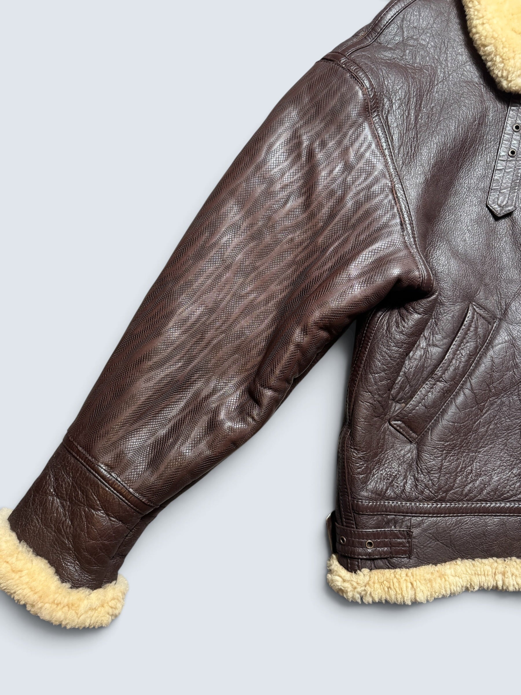 Jacket cuir bomber flight B-3 Avirex usaf brown vintage 90's - XL