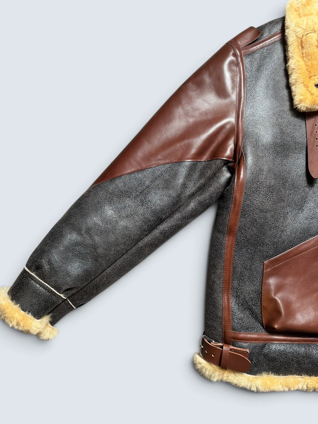 Jacket cuir bomber flight shearling B-3 Patton Toys Mccoy Japan usaf black & brown 2020 - 40 (M)