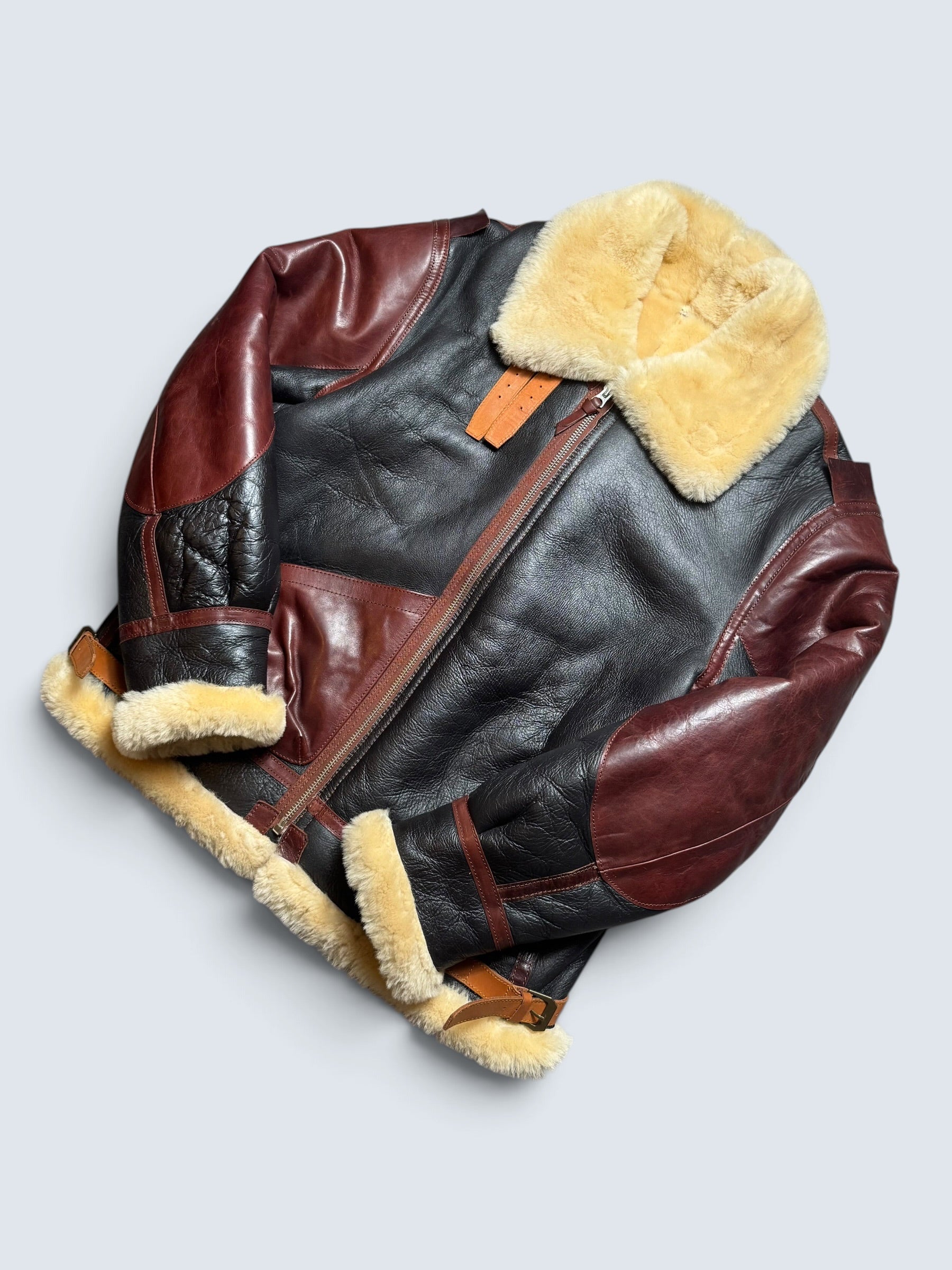 Jacket cuir bomber flight shearling B-3 Patton L.K Style Limited usaf black - 46 (2XL)