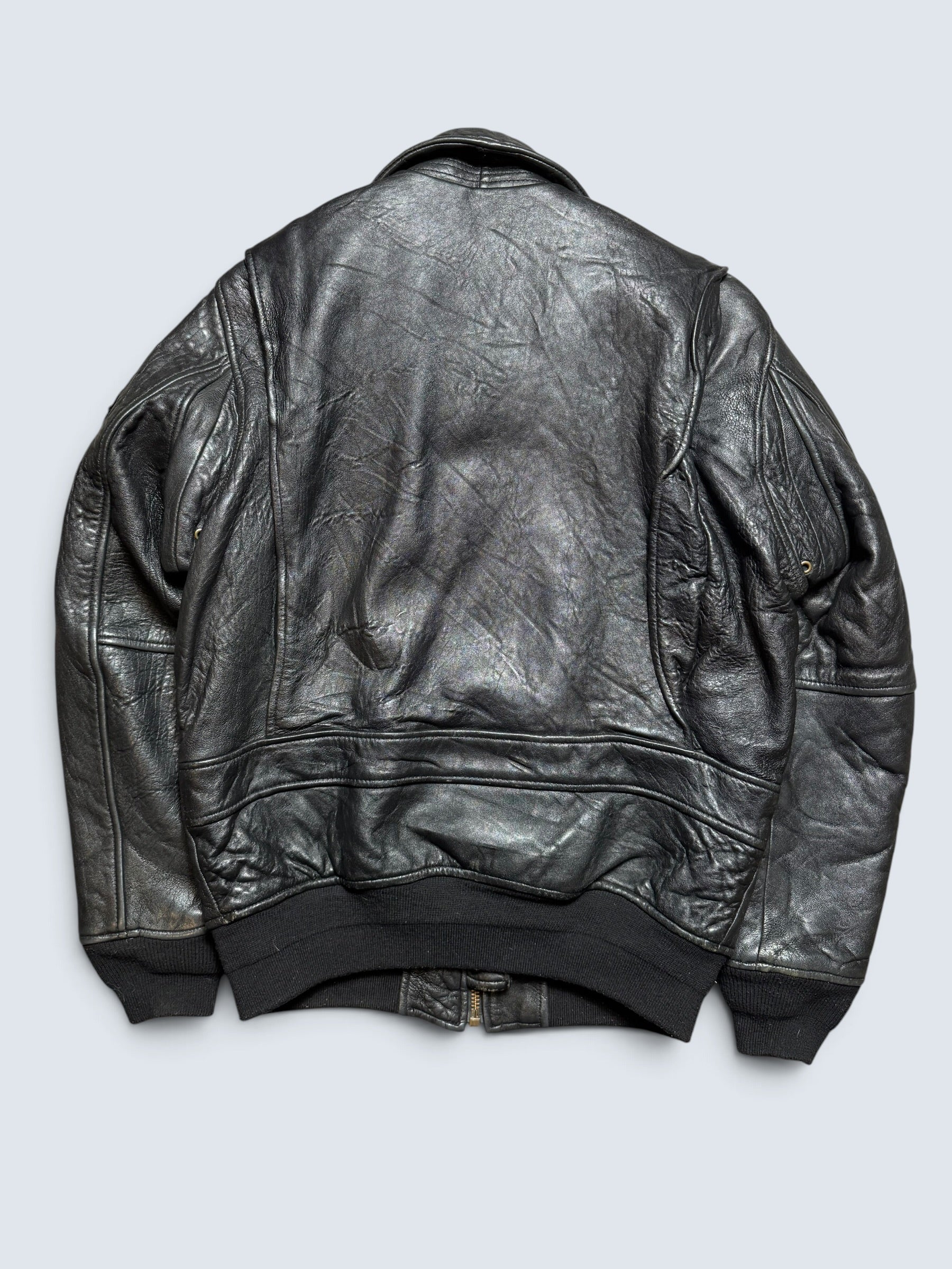 Jacket cuir cowhide flight pilot Schott NYC G-1 usn wings of gold full patch black 00's - M