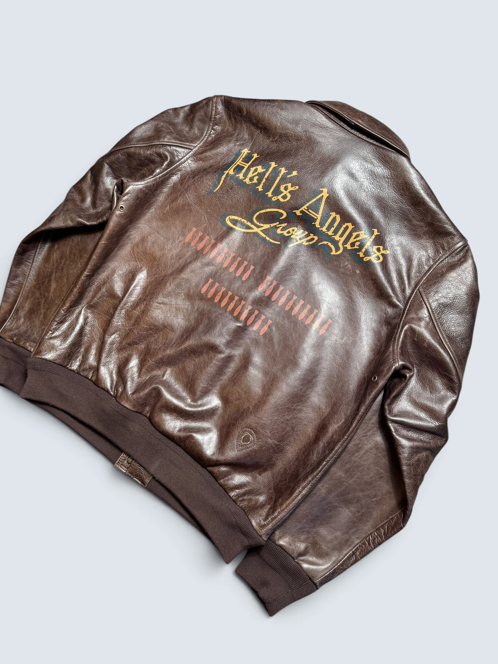 Jacket cuir horsehide flight A-2 Curphey Leather Hell's Angels patch & nose art usaf brown - 42 (L)