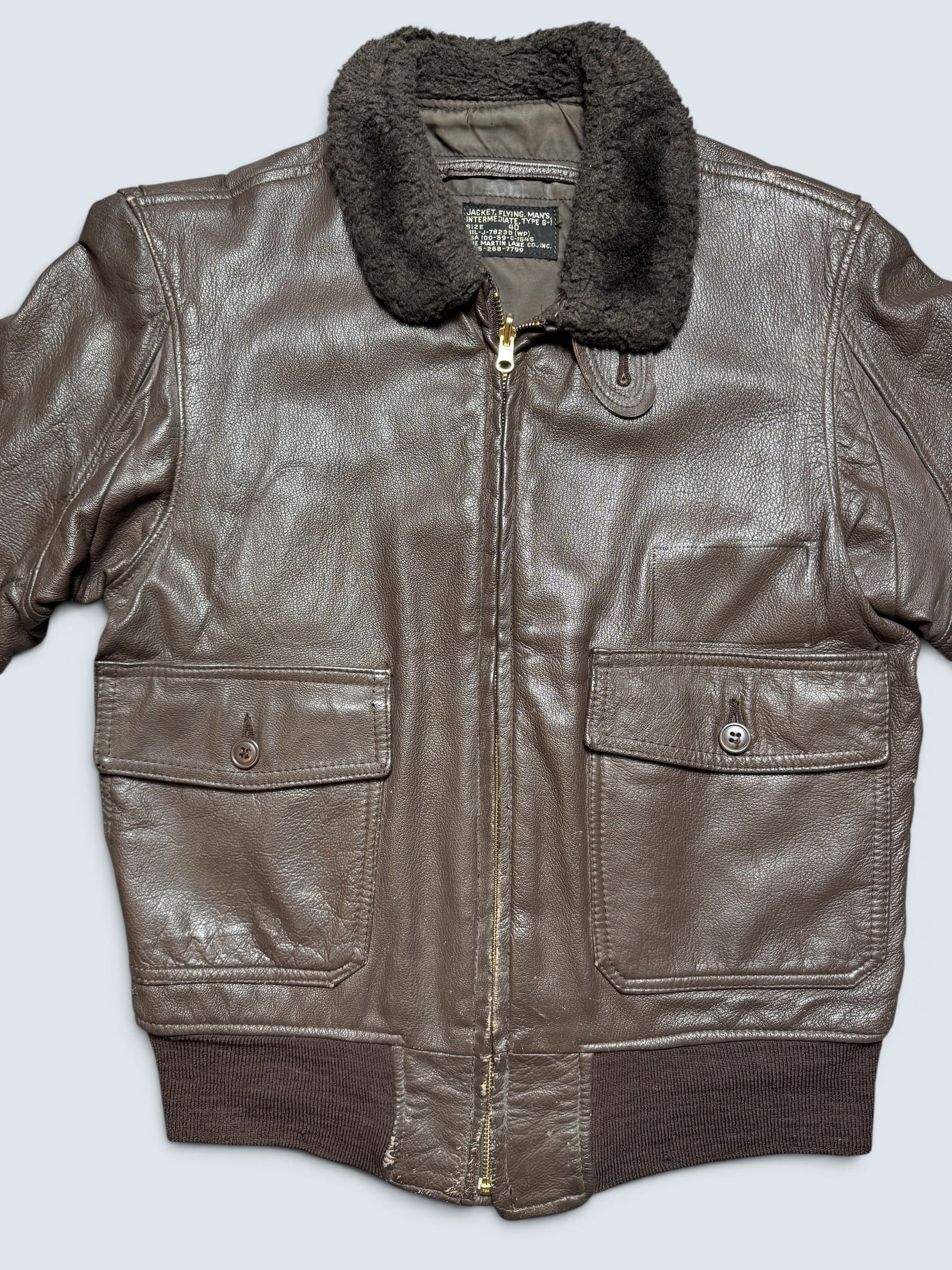 Jacket cuir goatskin flight G-1 original US Navy The Martin Lane 1969 Vietnam Era - 40 (M)