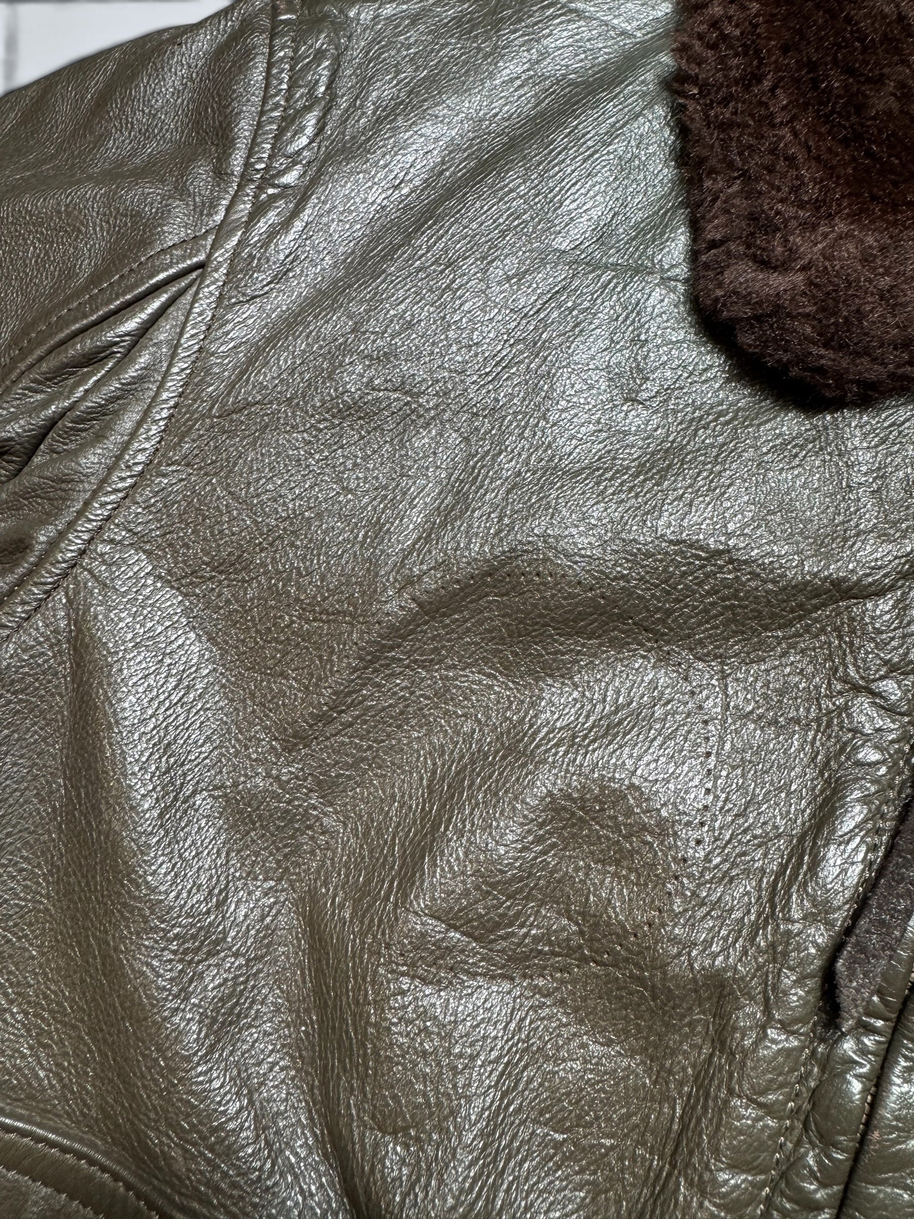 Jacket cuir goatskin flight G-1 original US Navy Ralph Edwards 1984 Cold War Era - 40 (M/L)