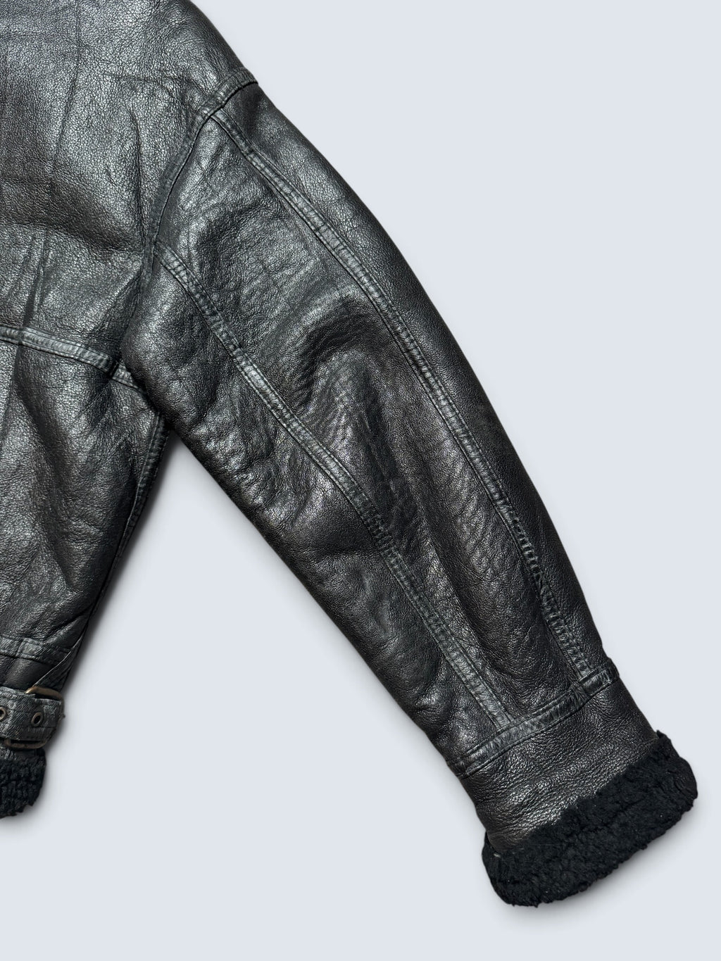 Jacket cuir flight shearling B-3 High Speed Flight Japan usaf black vintage 90’s - L