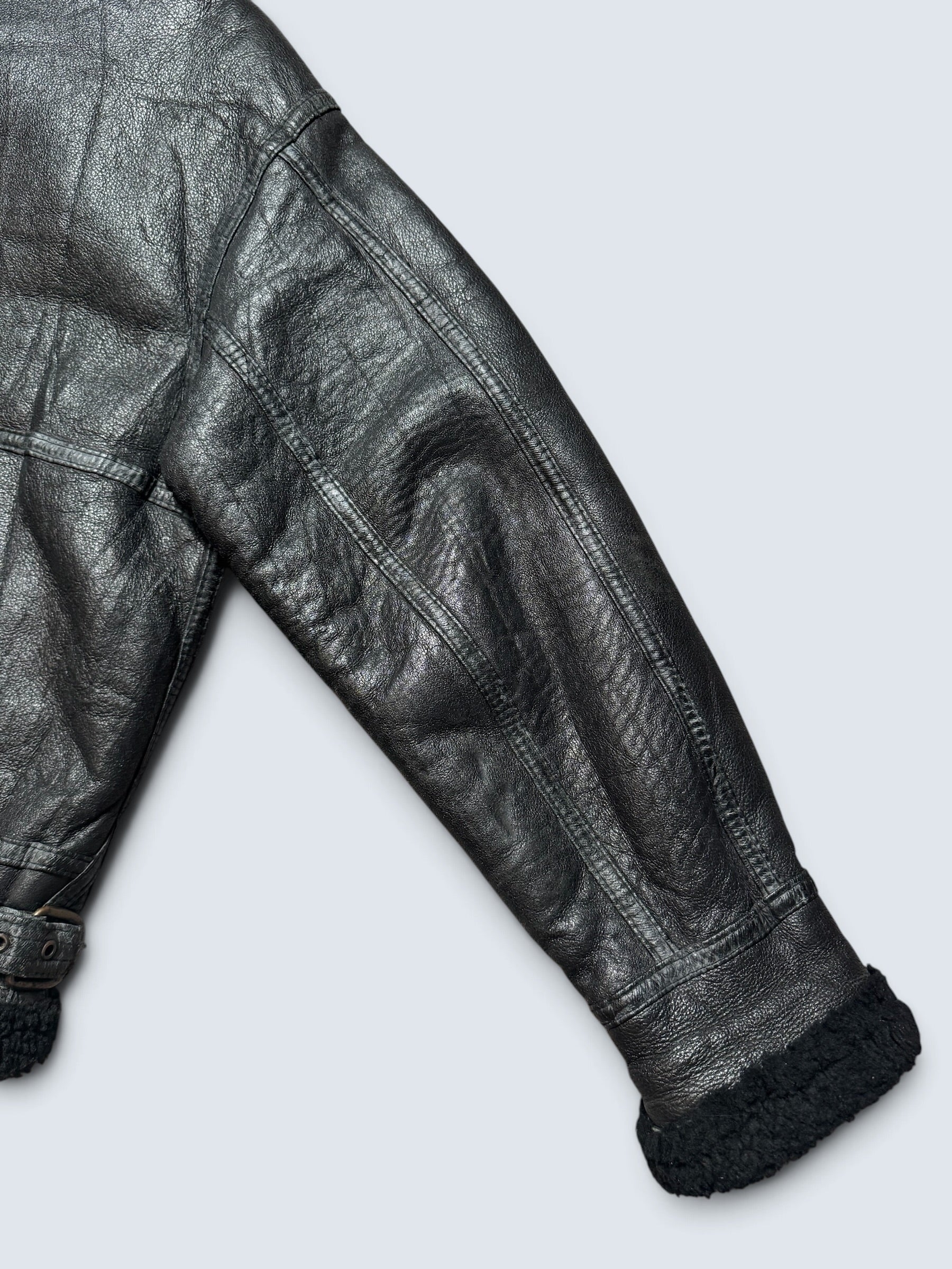 Jacket cuir flight shearling B-3 High Speed Flight Japan usaf black vintage 90’s - L