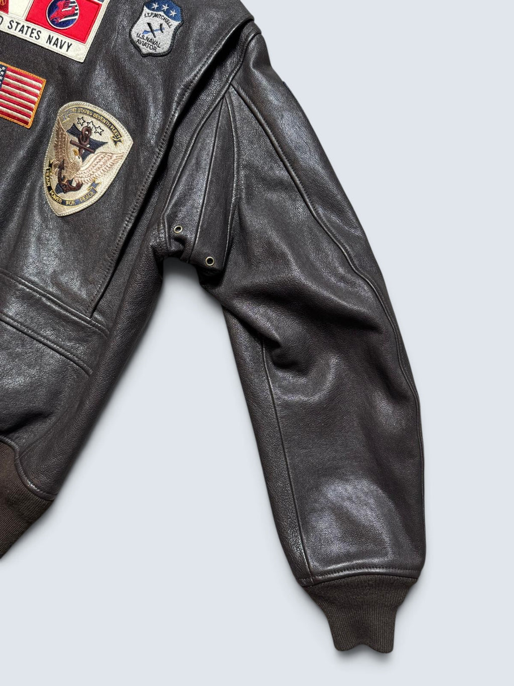 Jacket/veste cuir cowhide flight G-1 Avirex LTD Japan exclusive Top Gun usn full patch black - 44 (XL)