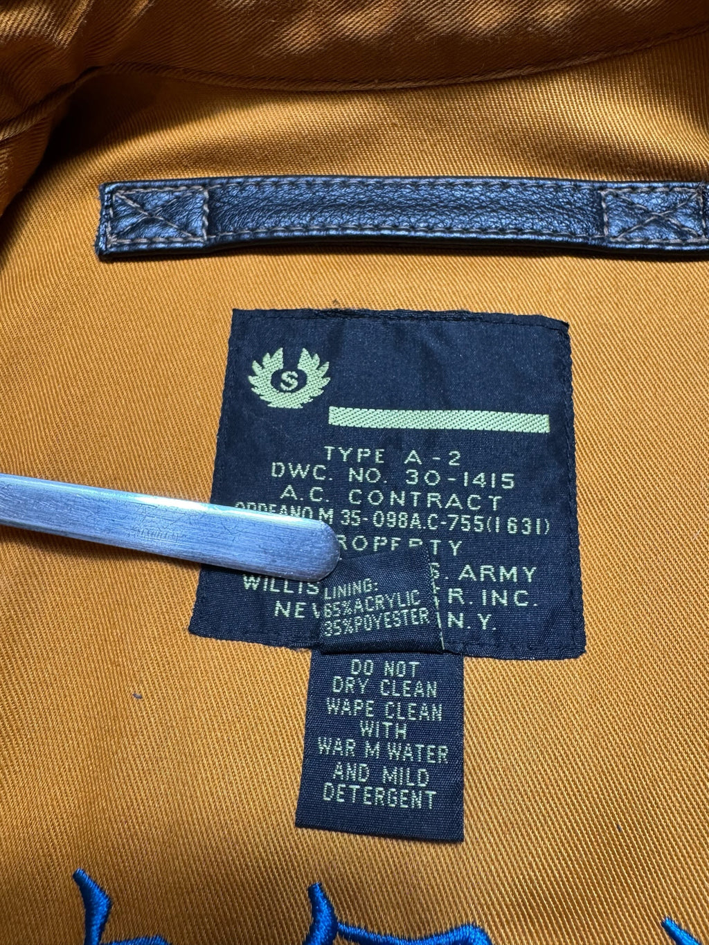 Jacket cuir flight A-2 Willis & Geiger patch & nose art flying tigers usaf black 00's - M