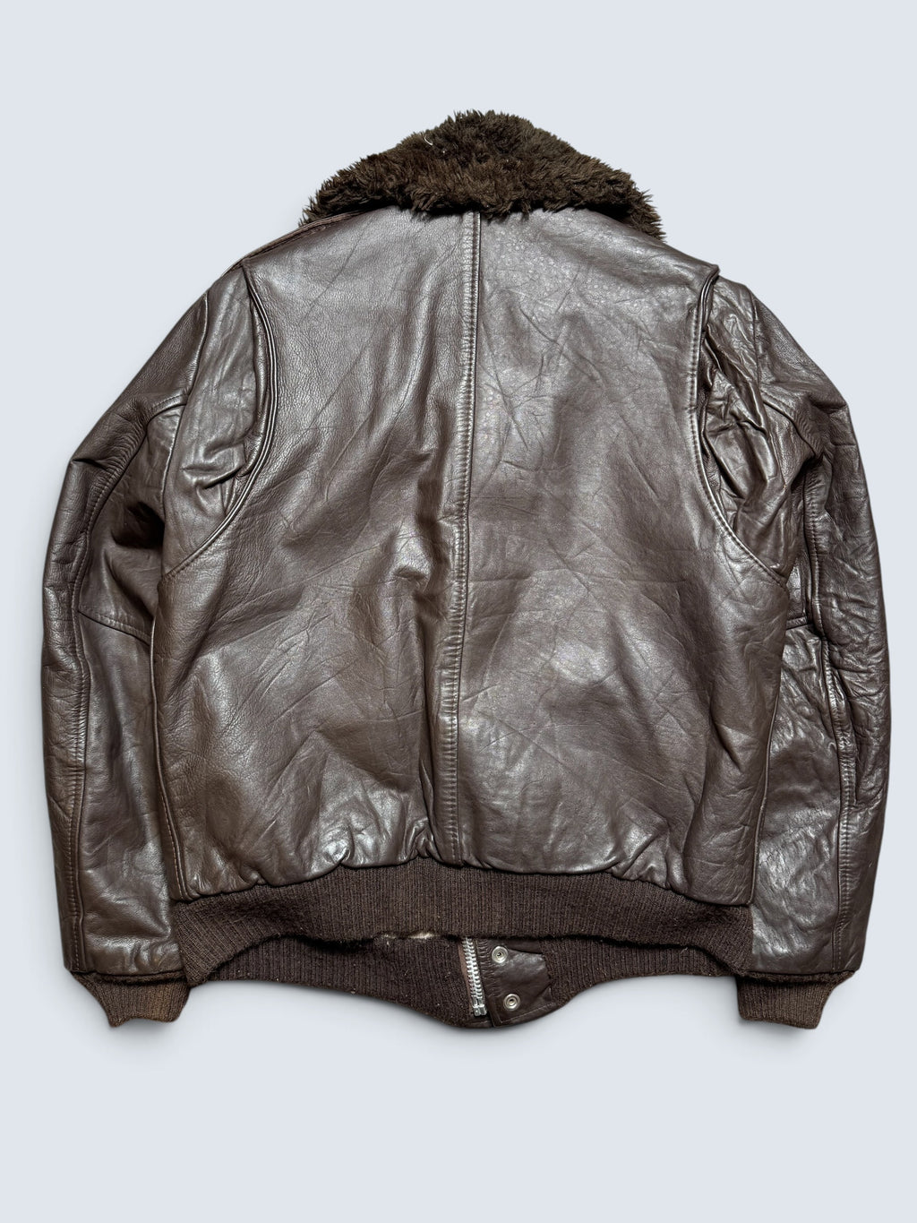 Jacket cuir cowhide flight bomber Gino Leathers made in USA black 70’s - 42 (M)