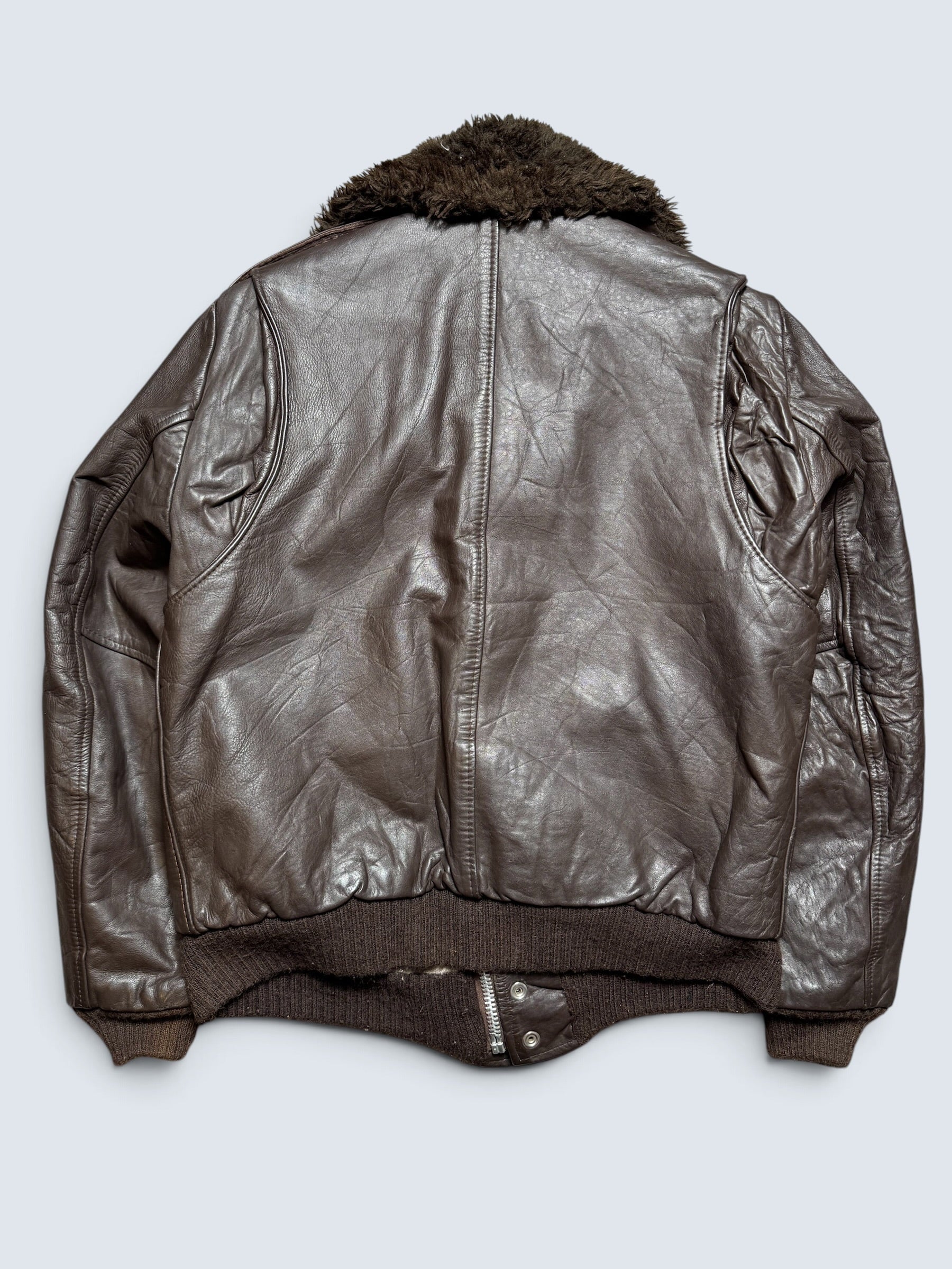 Jacket cuir cowhide flight bomber Gino Leathers made in USA black 70’s - 42 (M)
