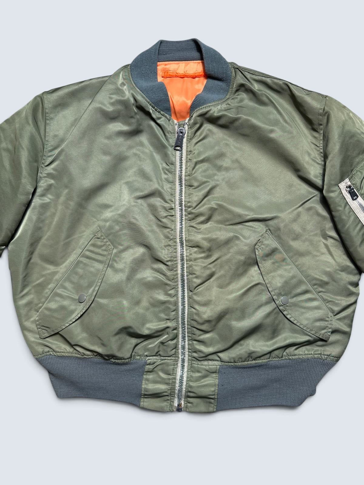 Jacket nylon bomber Ma-1 Greenbrier Industries made in USA sage green original 1980’s - L