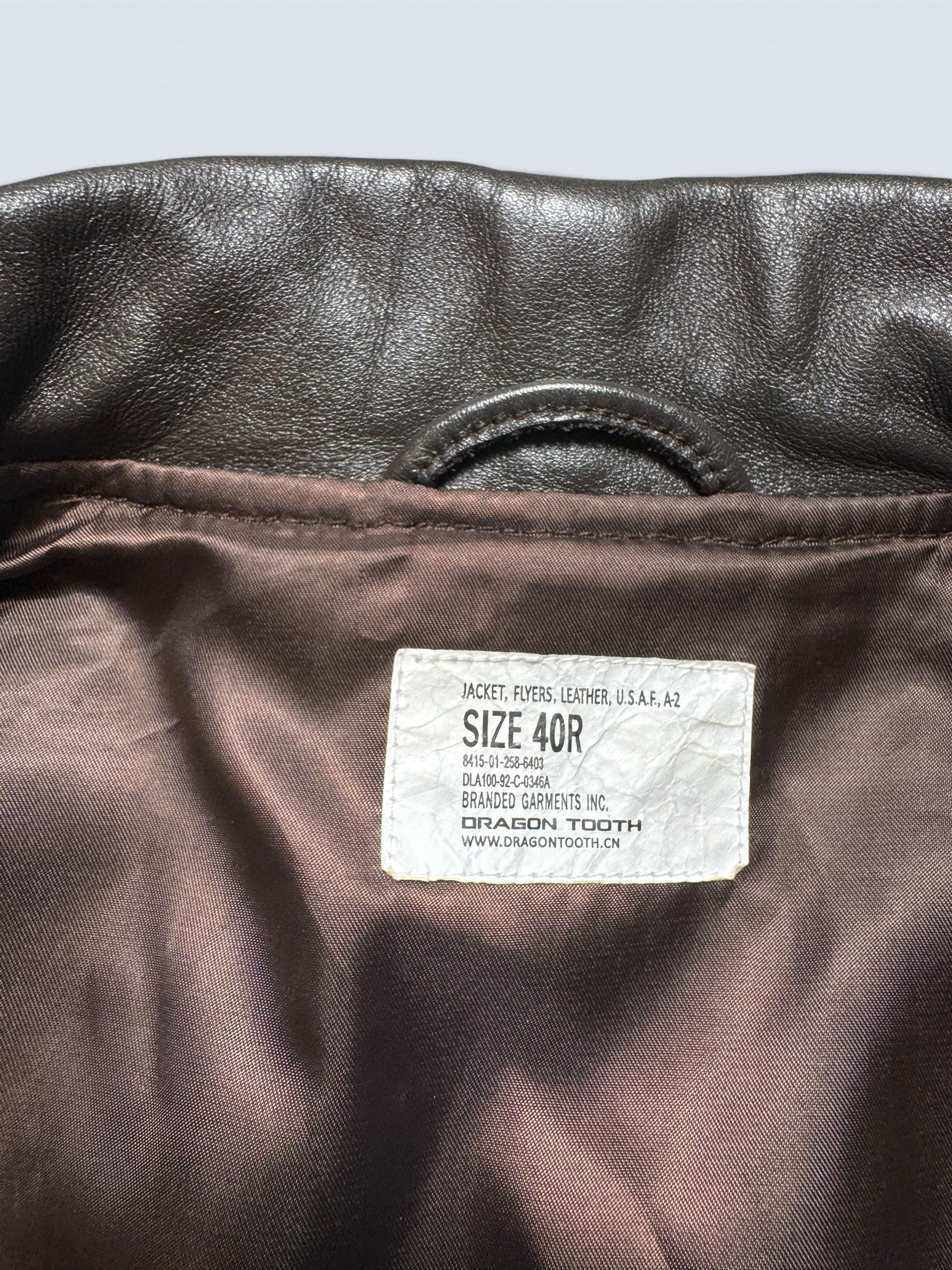 Jacket cuir bomber flight A-2 Dragon Tooth velcro patch usaf black - 40 (M/L)