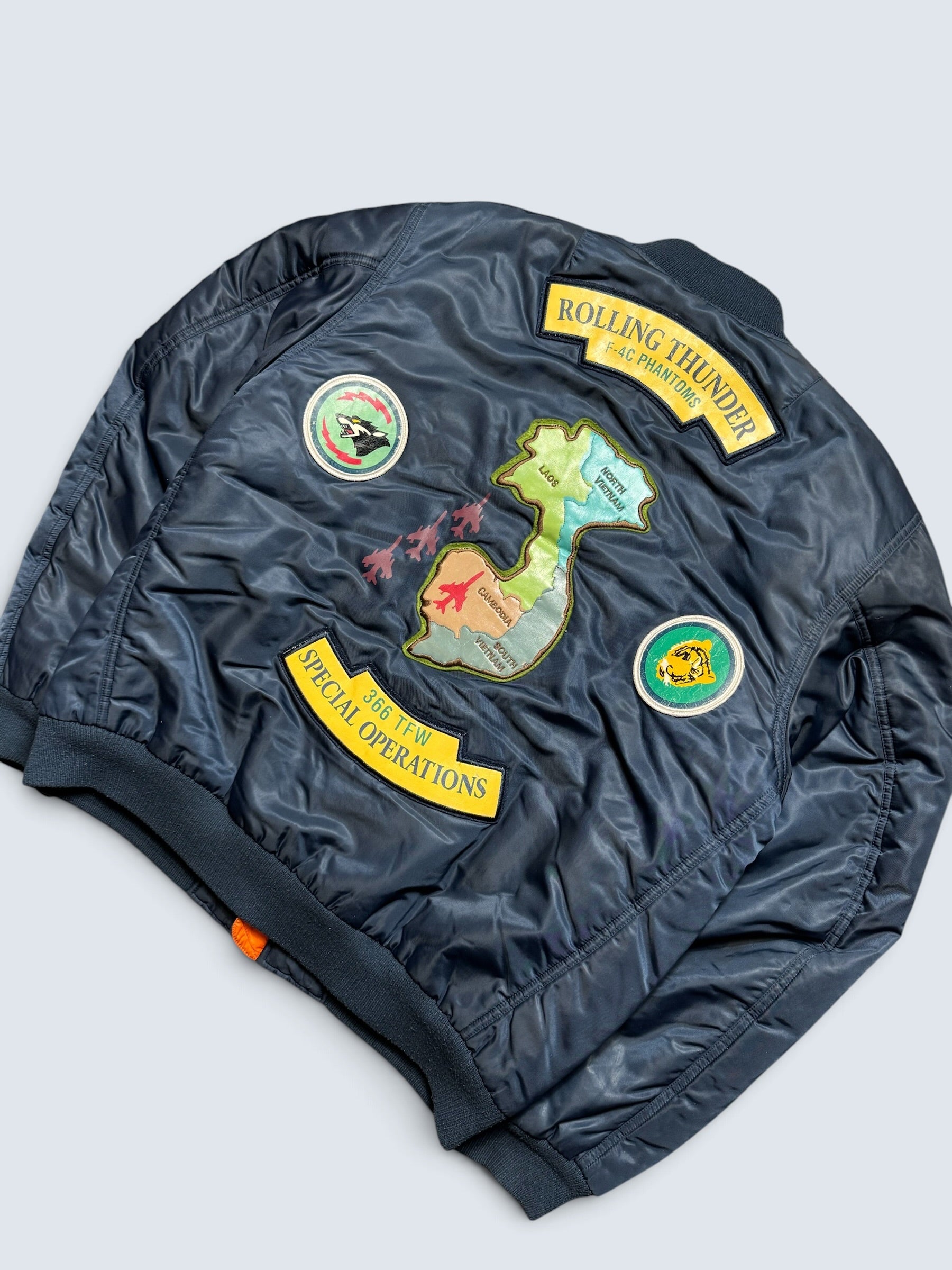 Jacket bomber flight nylon Avirex USA Vietnam / Rolling thunder usaf marine 90's - L