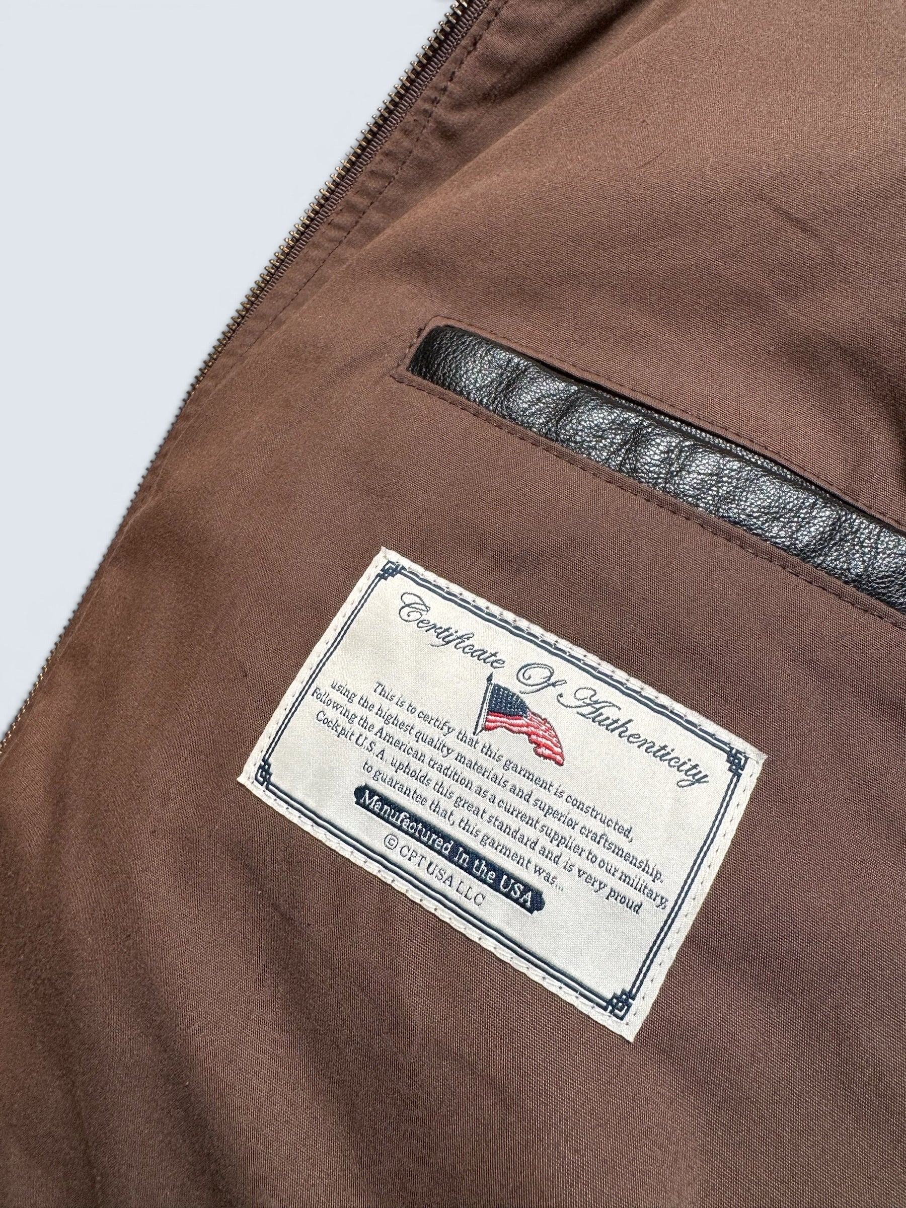 Jacket cuir goatskin flight A-2 Cockpit made in usa usaf Menphis Belle nose art patch black - 40 (L/XL)