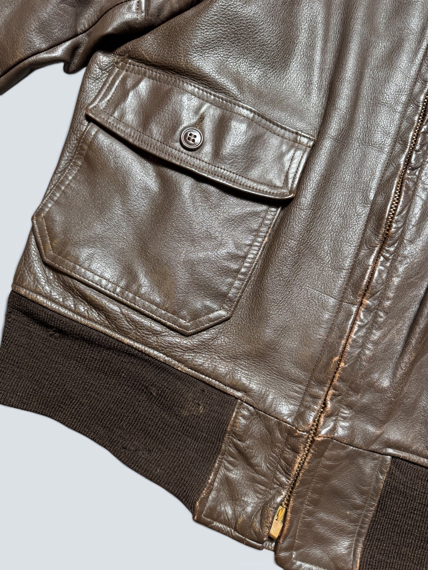 Jacket cuir goatskin flight G-1 original US Navy Brill Bros 1975 Vietnam Era - 44 (XL)