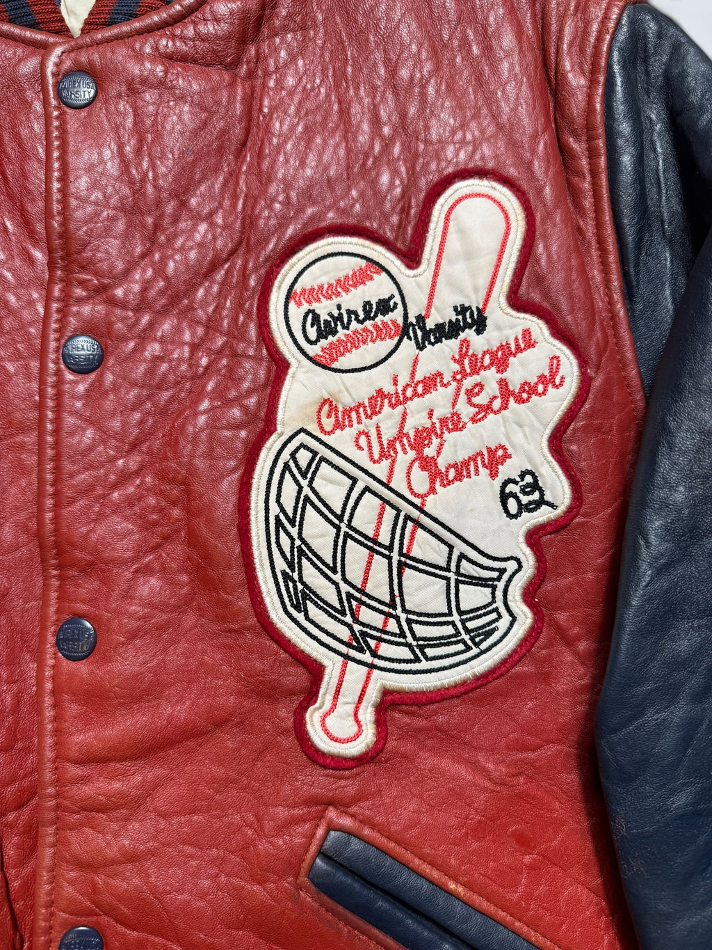 Jacket leather varsity baseball sport Avirex ltd usa wash dc red vintage 90’s - S