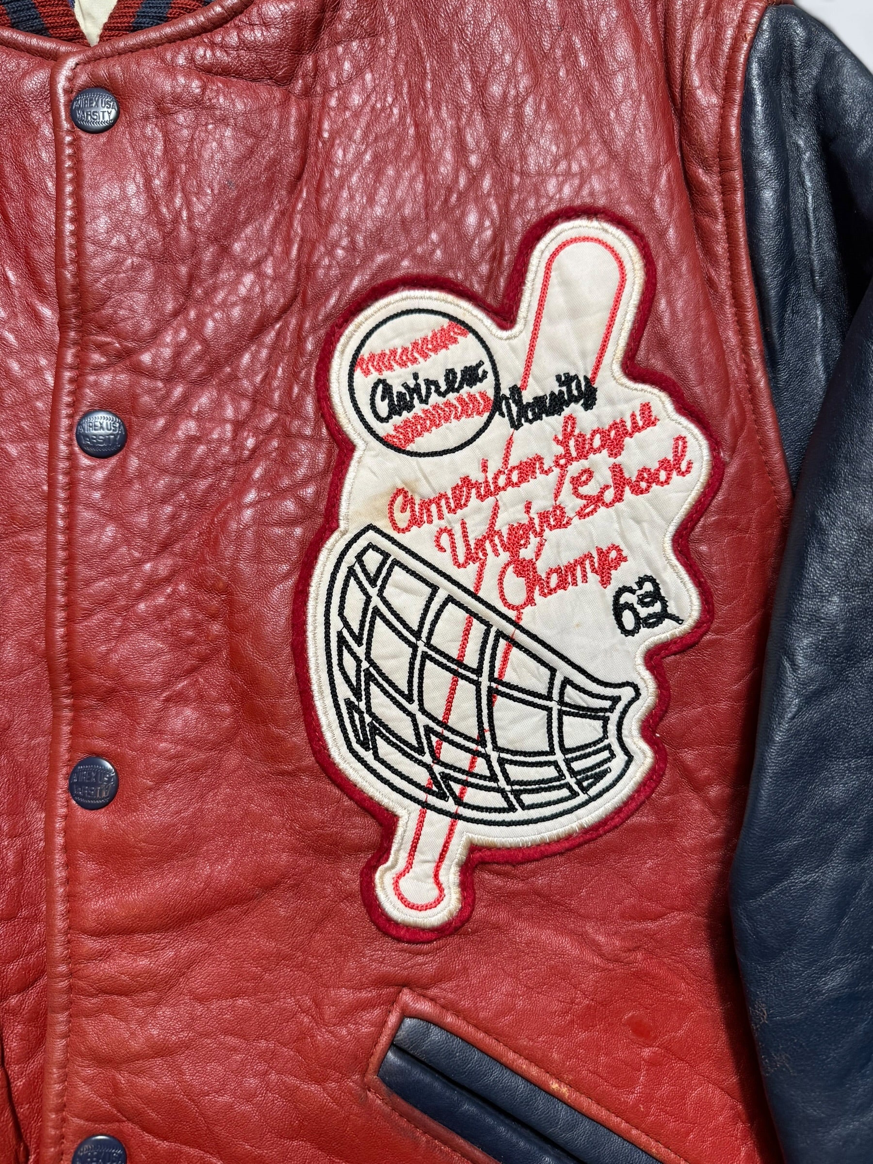 Jacket leather varsity baseball sport Avirex ltd usa wash dc red vintage 90’s - S