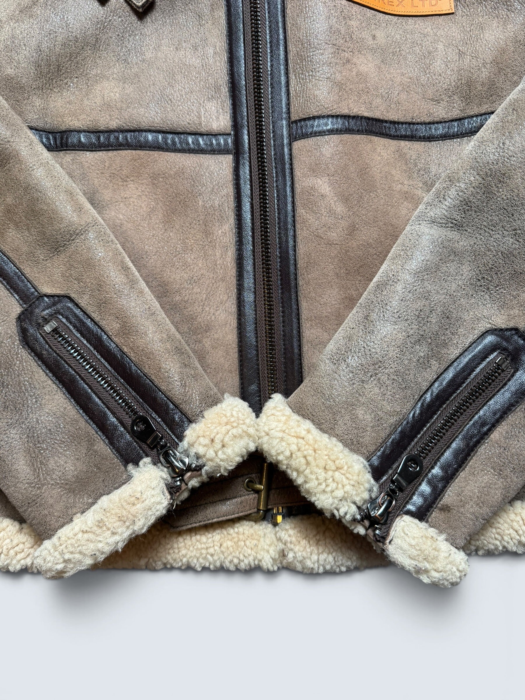 Jacket cuir flight shearling Irvin Avirex made in USA RAF grey vintage 80’s - 40 (L)