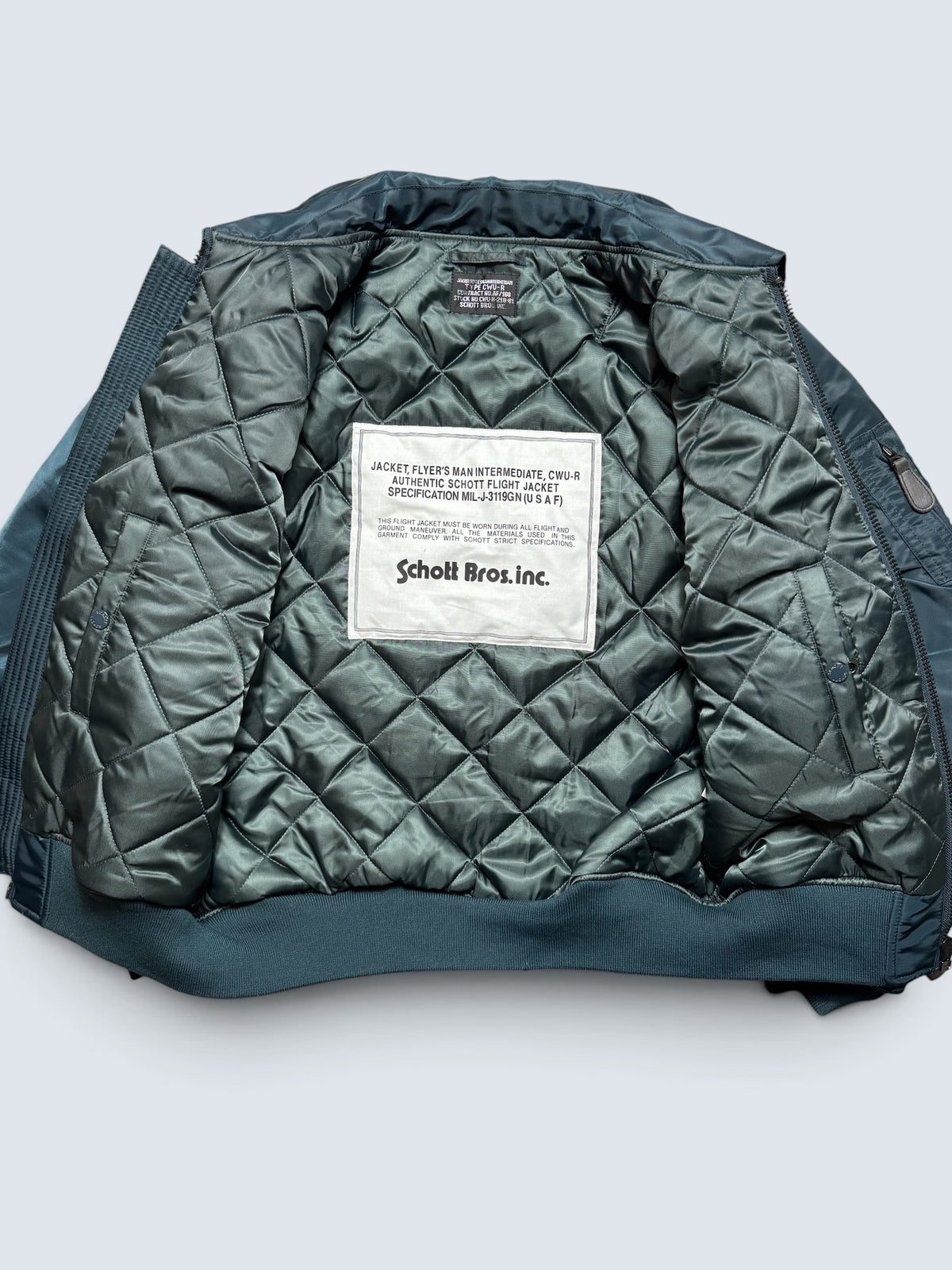 bomber fly Schott Bros nyc CWU-R/45P usaf navy vintage 90’s - M/L – vue détail 7 – SO INDUSTRIE