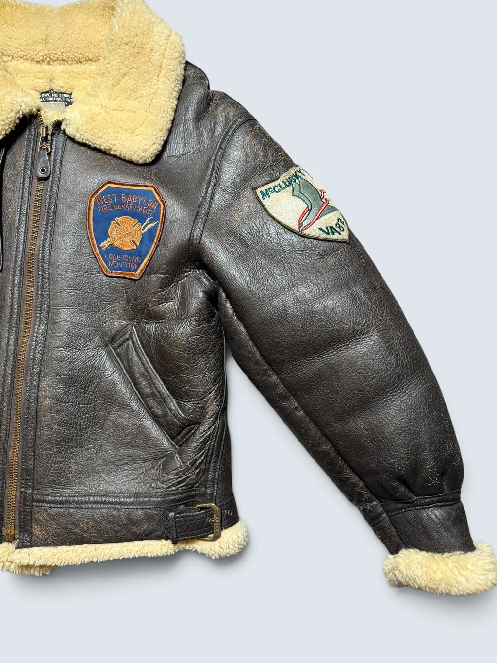 Jacket cuir flight shearling B-3 Avirex made in USA usaf black vintage 80’s - 38 (M/L)
