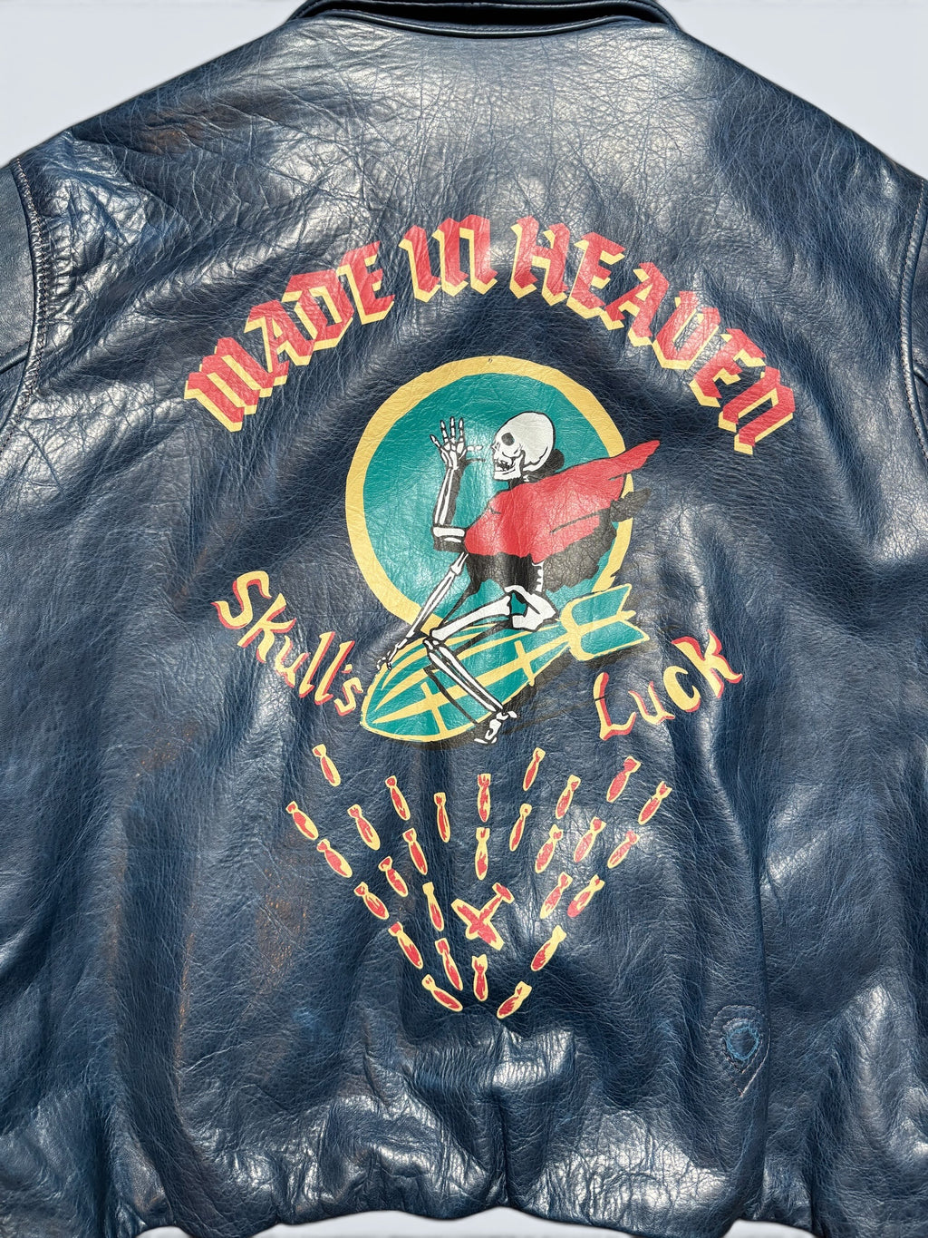 Jacket cuir horsehide bomber flight A-2 Curphey Leather patch & nose art usaf navy - 42 (L)