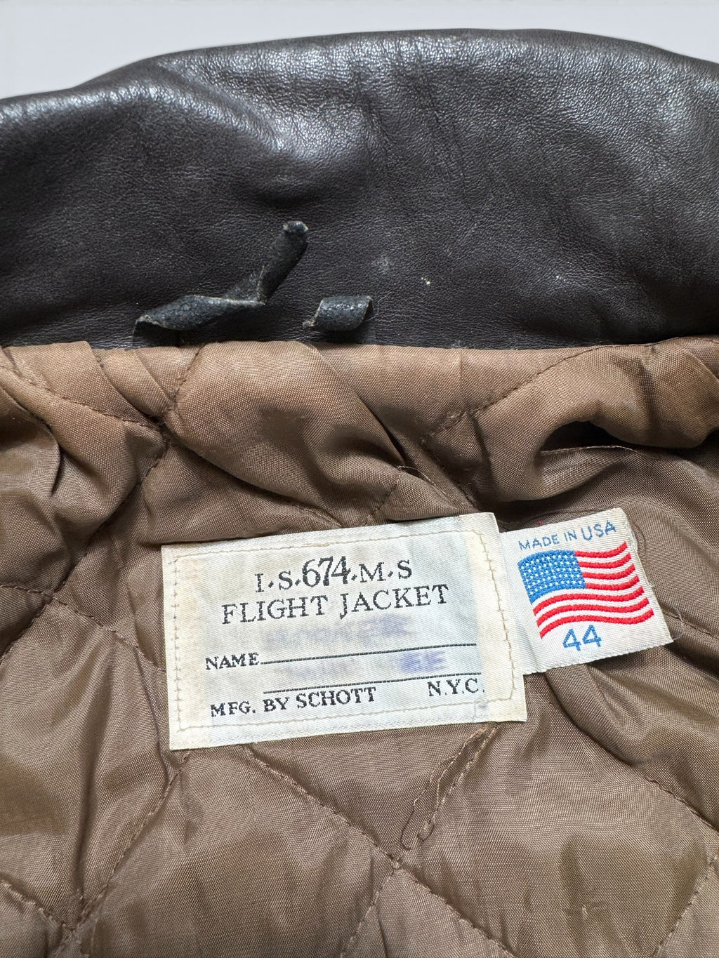 Jacket cuir cowhide flight bomber Schott NYC 674MS made in USA black 80’s - 44 (L)