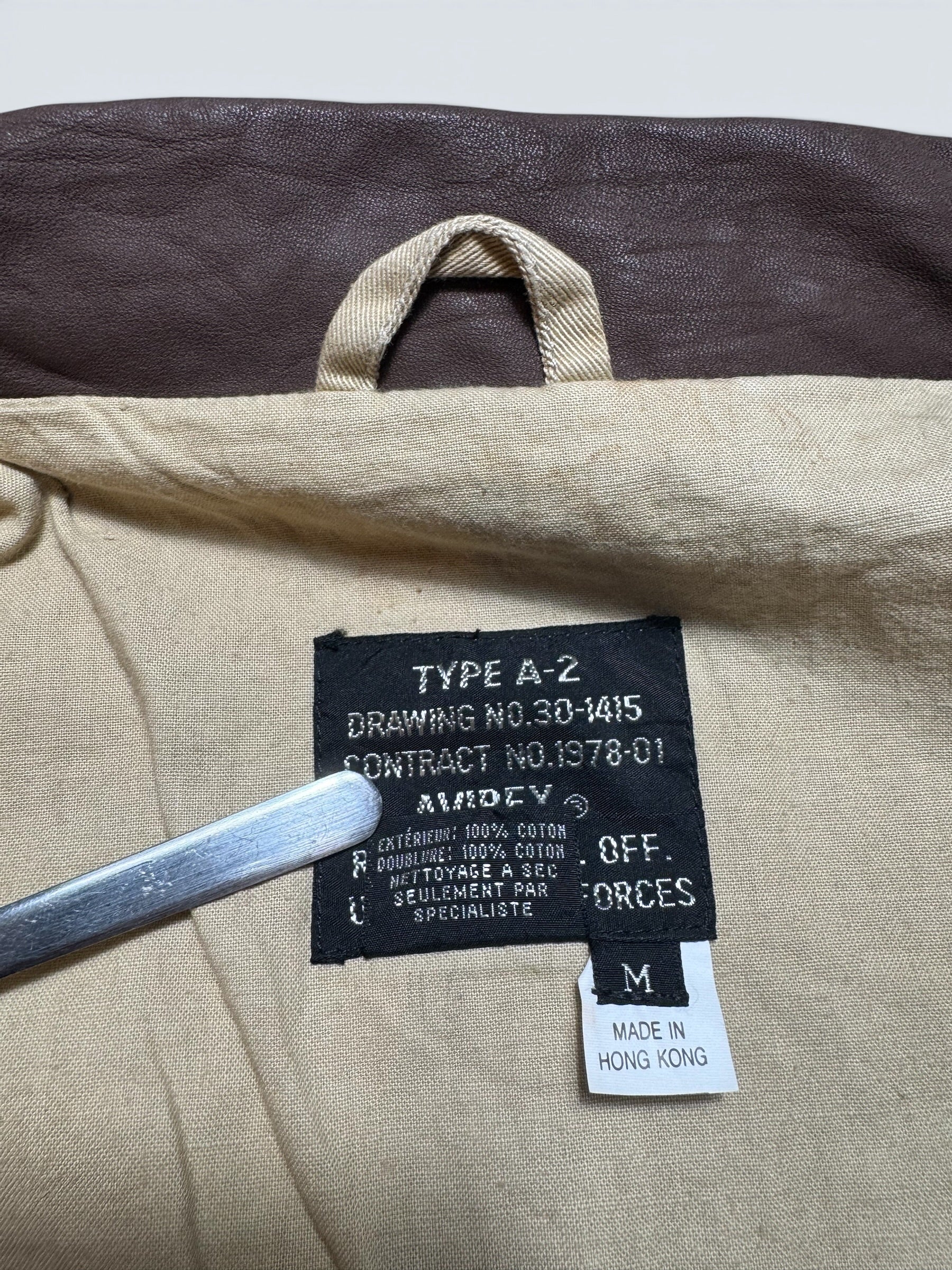 Jacket deadstock flight A-2 Cotton Twill Avirex usa usaf patch beige 1992 - L/XL