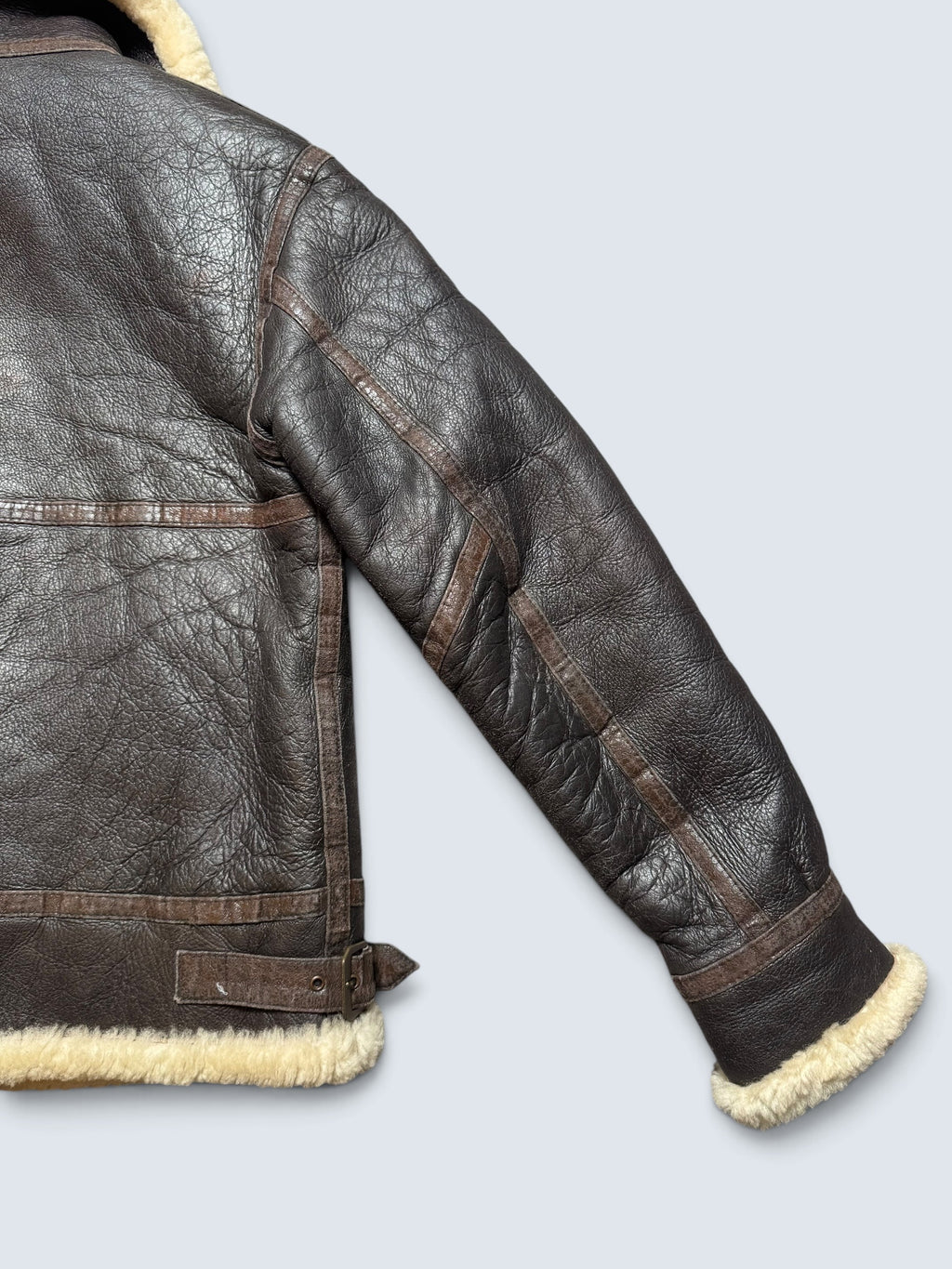 Jacket cuir bomber flight shearling B-3 usaf black vintage 80’s -M