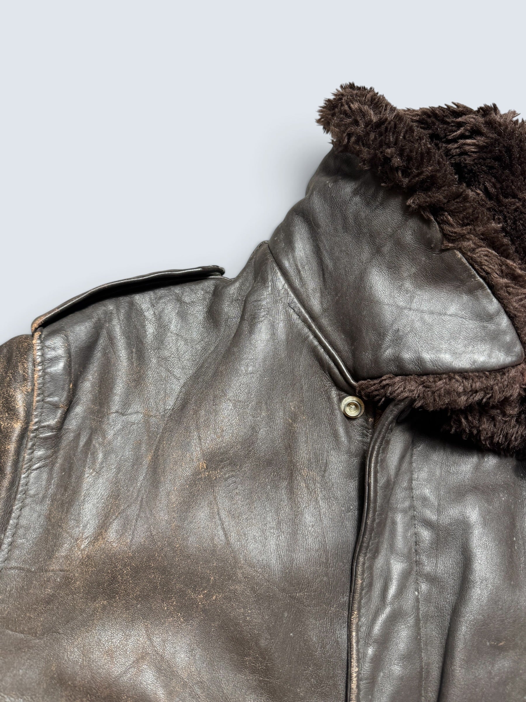 Jacket cuir cowhide flight bomber Schott NYC 674MS made in USA brown early 70’s - 42 (M)