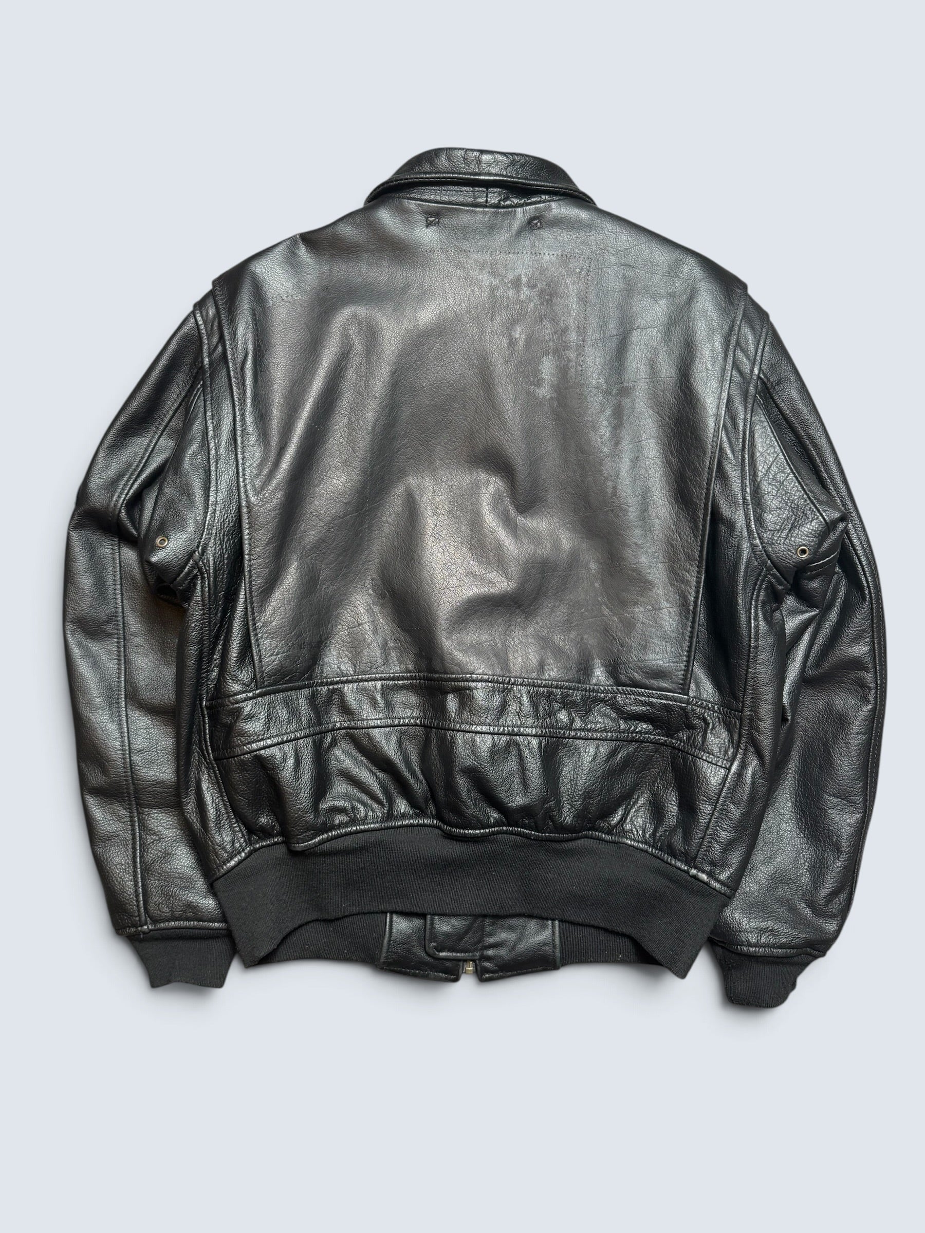 Jacket cuir cowhide flight G-1 Avirex Fly Japan exclusive Top Gun usn full patch black - M/L