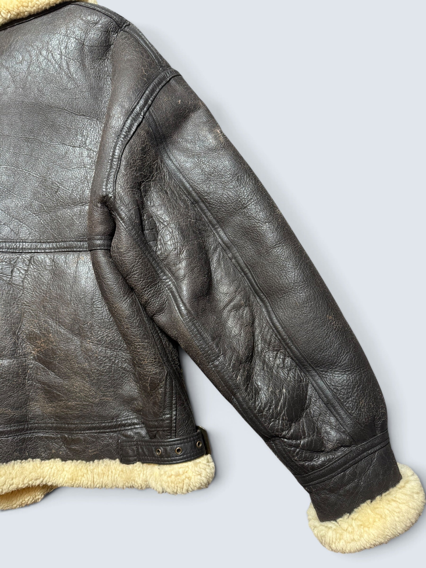 Jacket cuir flight shearling B-3 Avirex made in USA usaf black vintage 80’s - 38 (M/L)