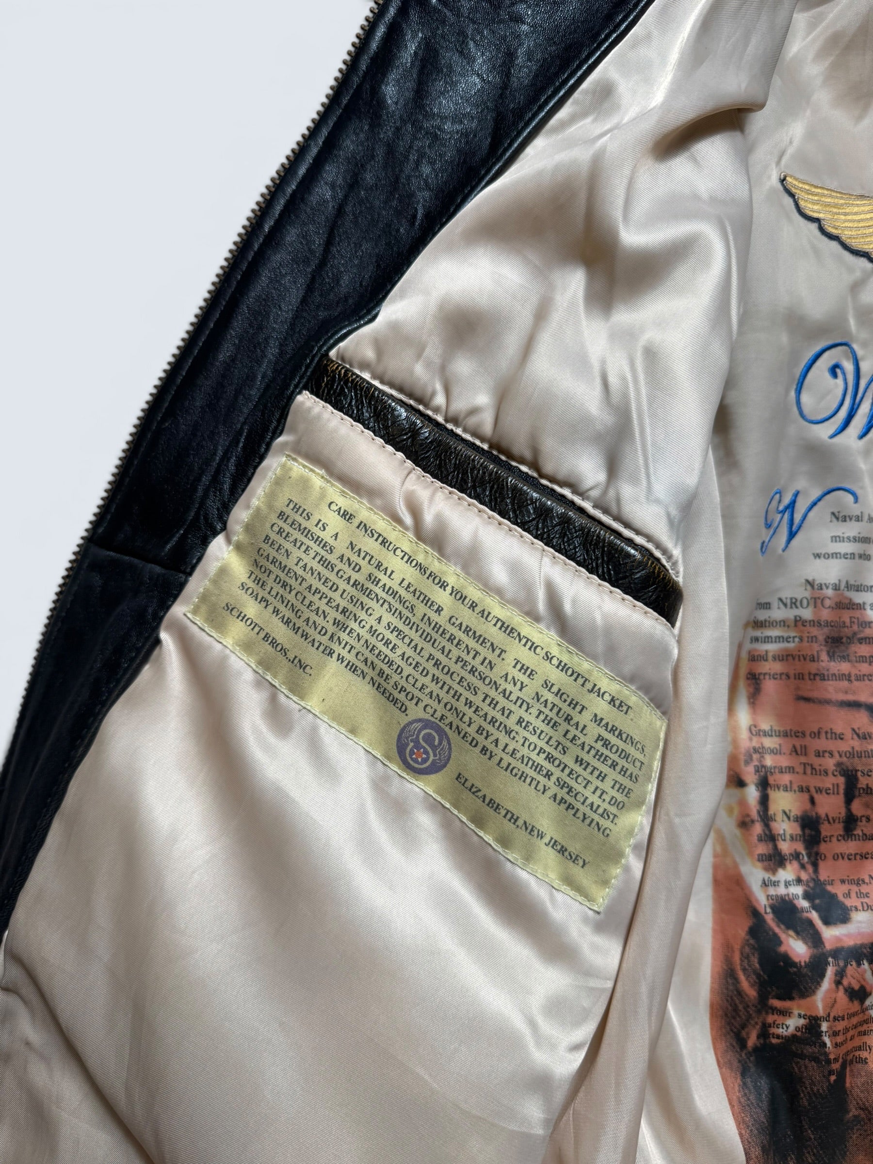 Jacket cuir cowhide flight pilot Schott NYC G-1 usn wings of gold full patch black 00's - M