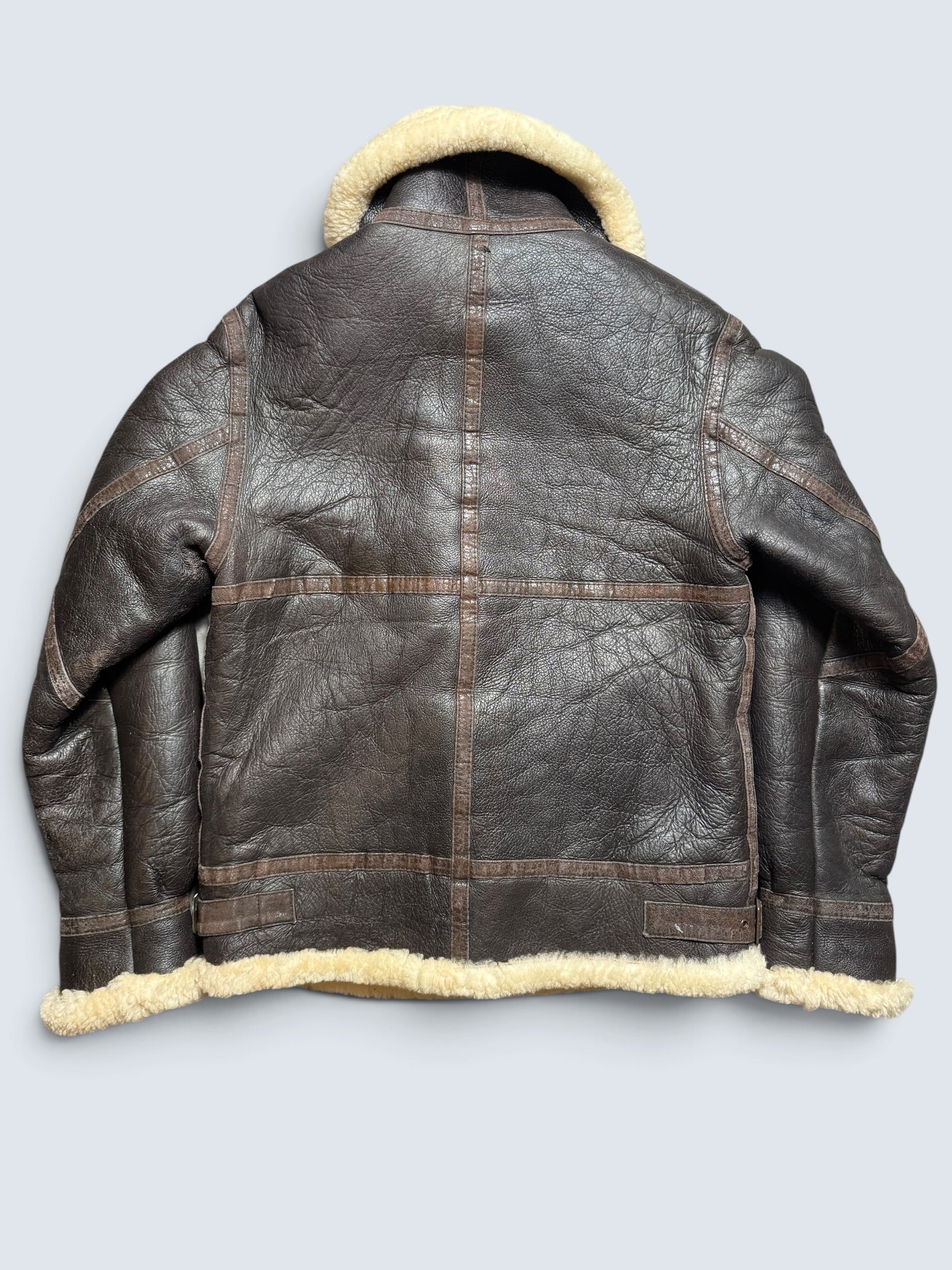 Jacket cuir bomber flight shearling B-3 usaf black vintage 80’s -M