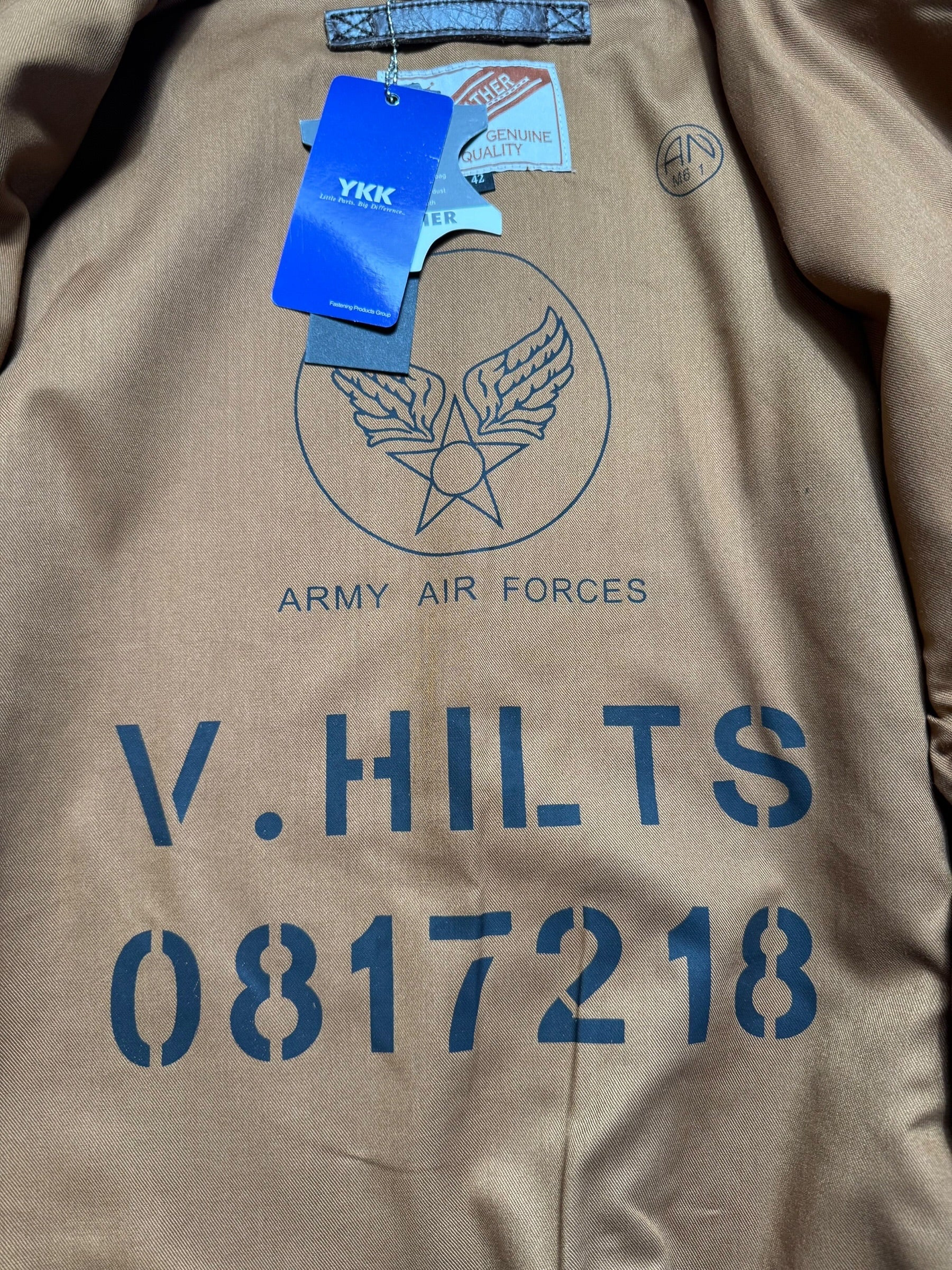 Jacket cuir horsehide flight A-2 Curphey Leather Hell's Angels patch & nose art usaf brown - 42 (L)