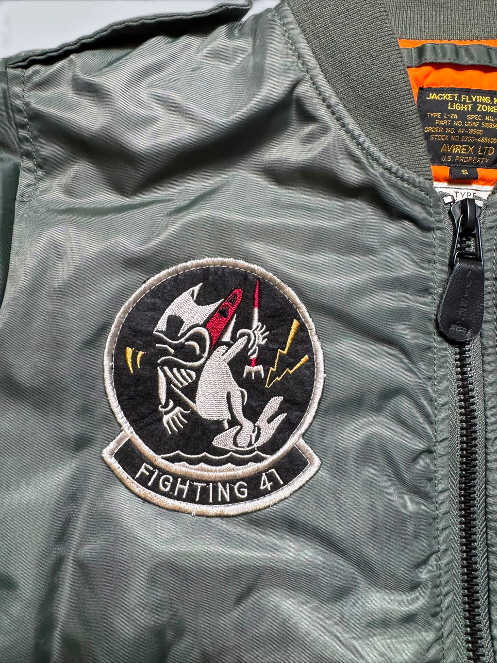 Jacket bomber flight L-2b Avirex ltd top gun usaf full patch kaki vintage 00’s - XS